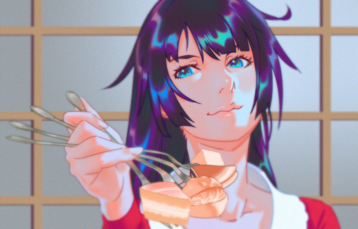 Senjougahara Hitagi from Monogatari Series with sweets HD Wallpaper