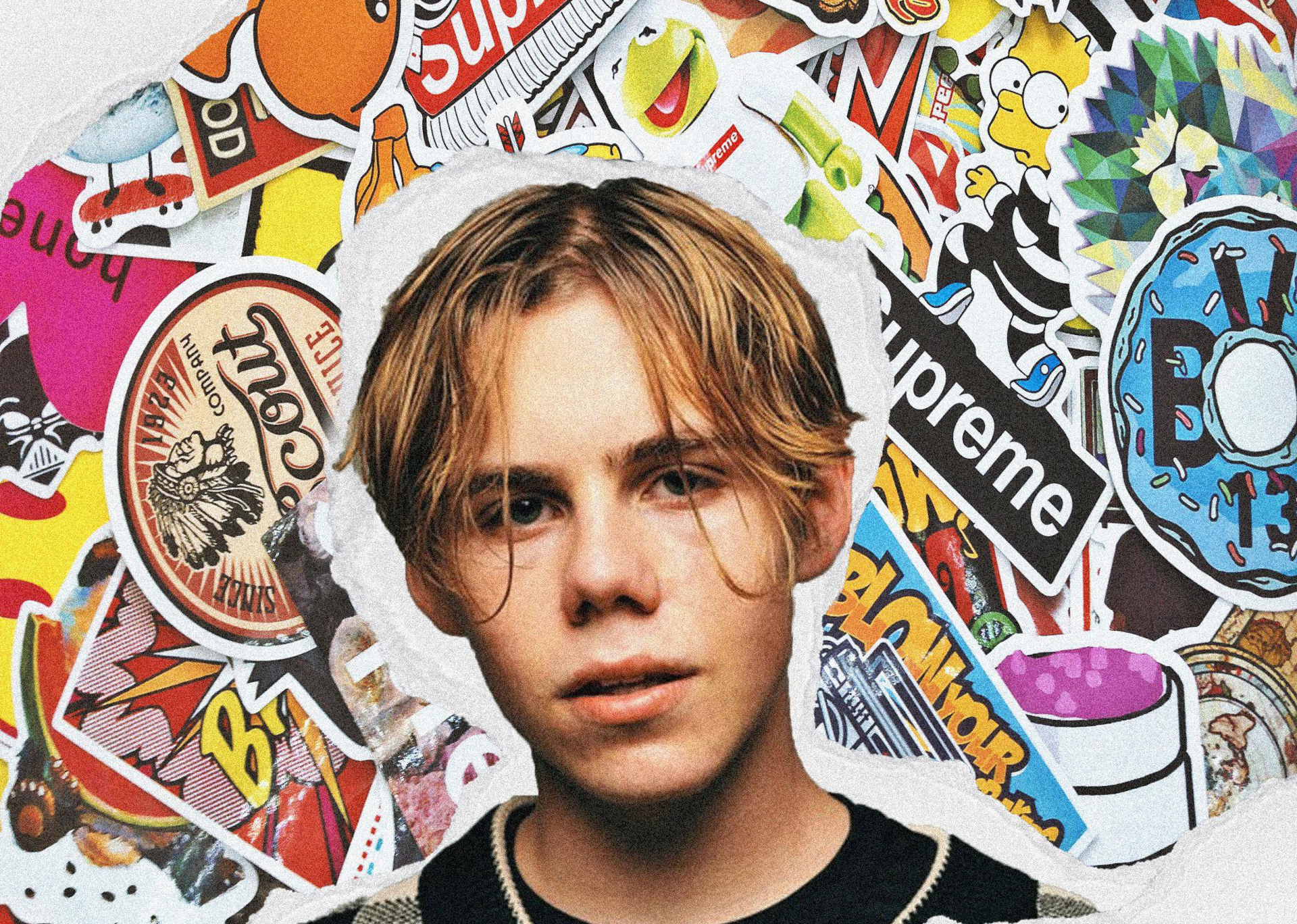 The Kid LAROI surrounded by stickers HD Wallpaper