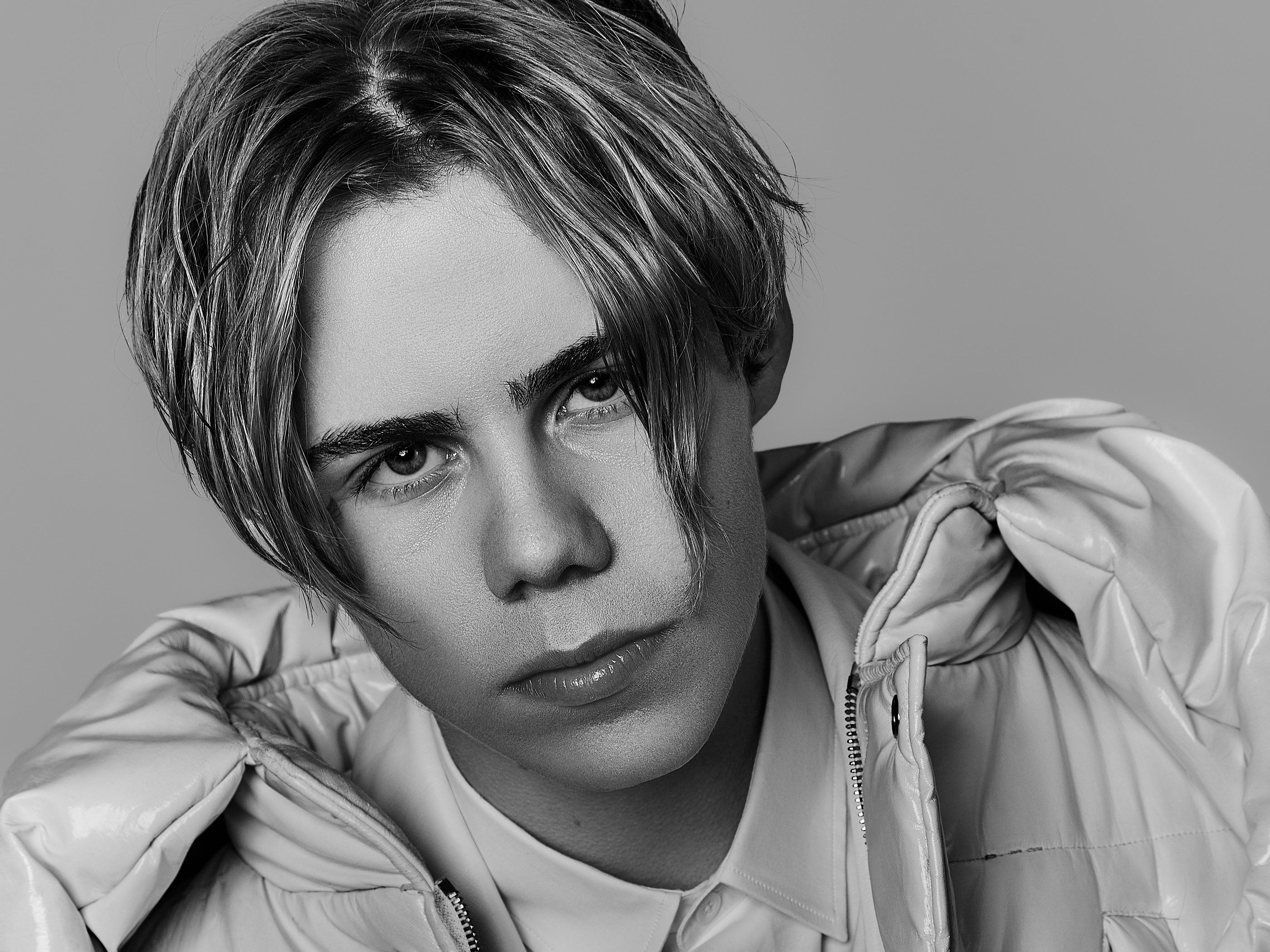 The Kid LAROI in black and white HD Wallpaper