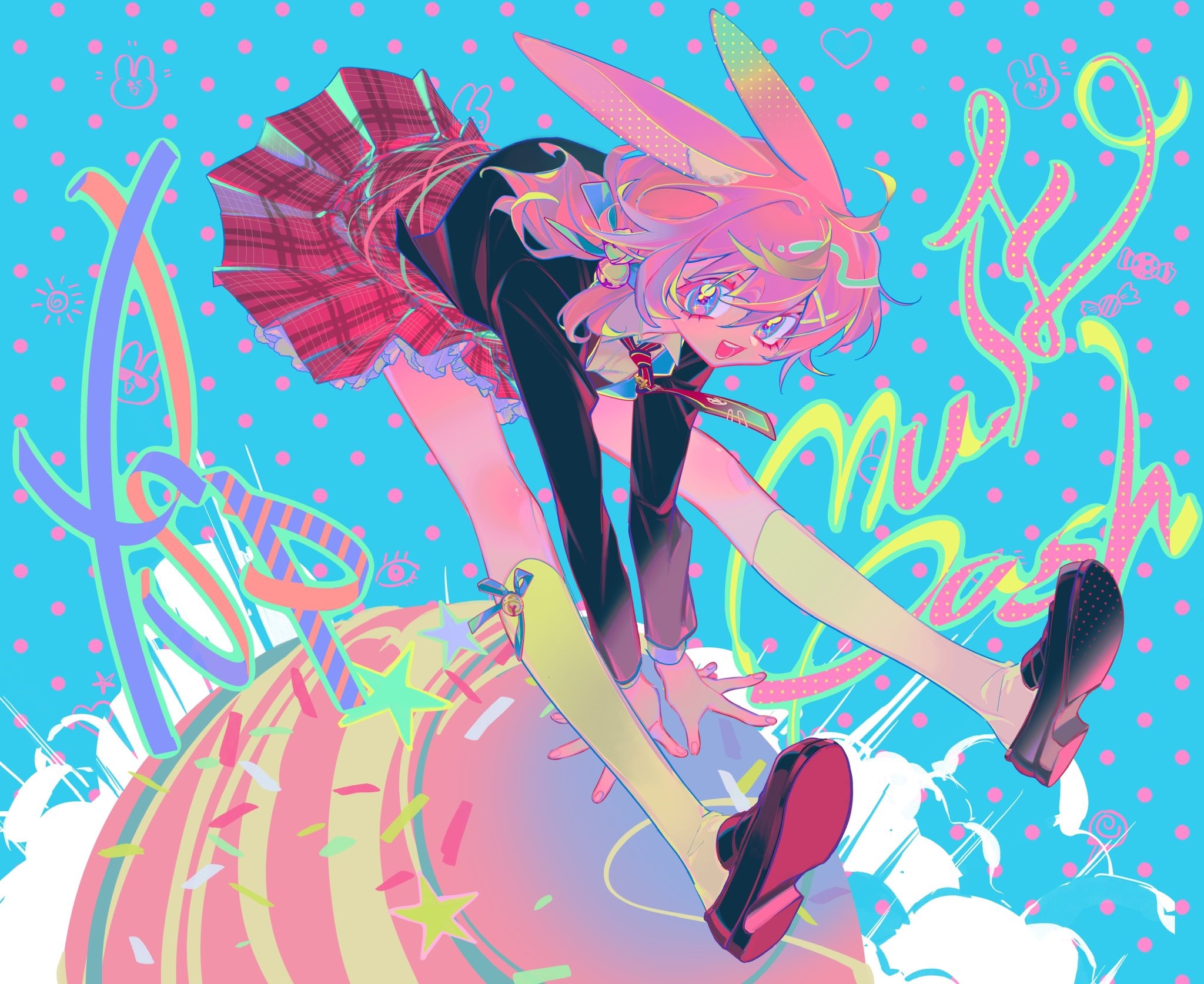 Anime girl with bunny ears from Muse Dash HD Wallpaper