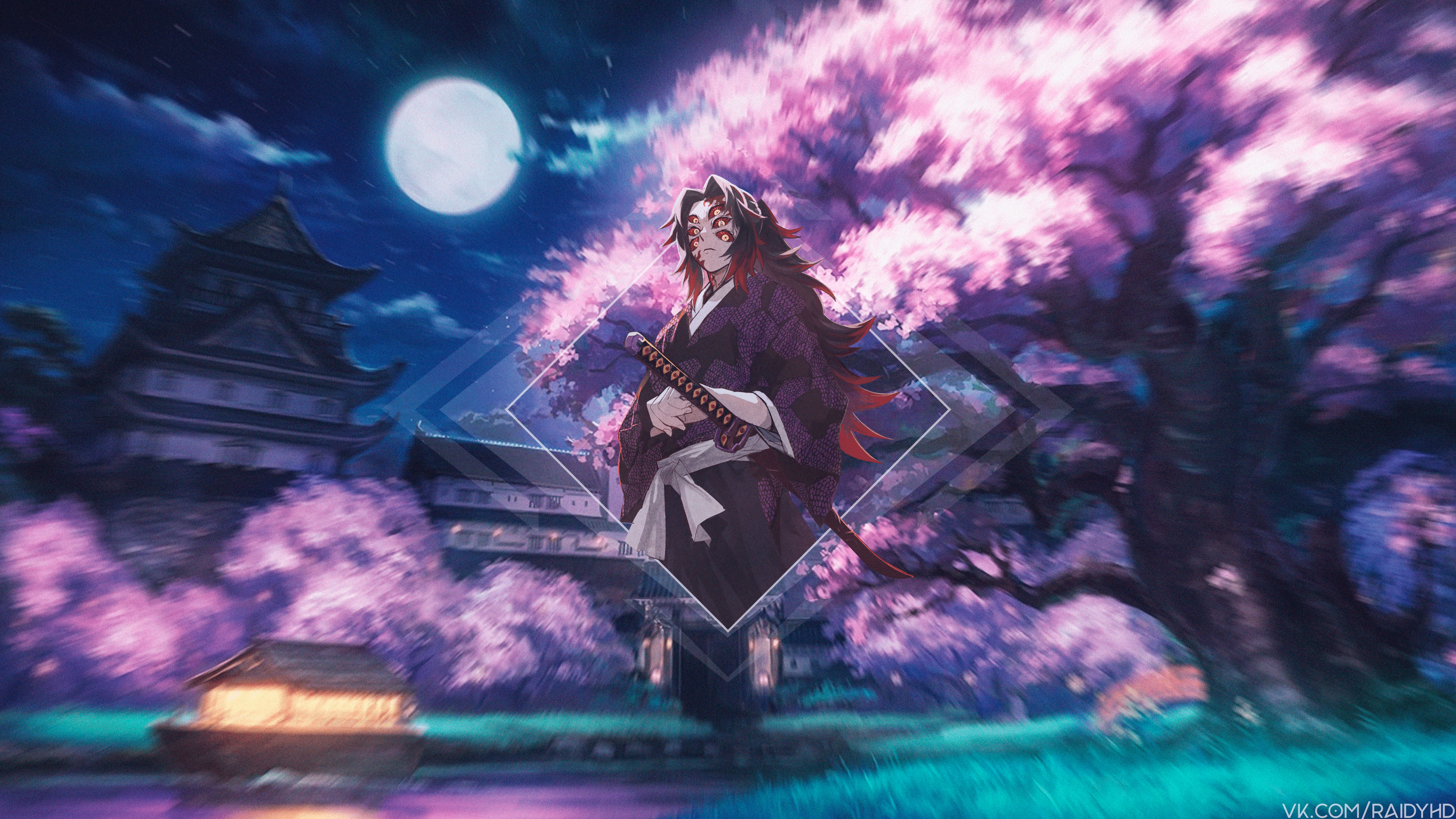 Kokushibo from Kimetsu no Yaiba under cherry blossoms HD Wallpaper