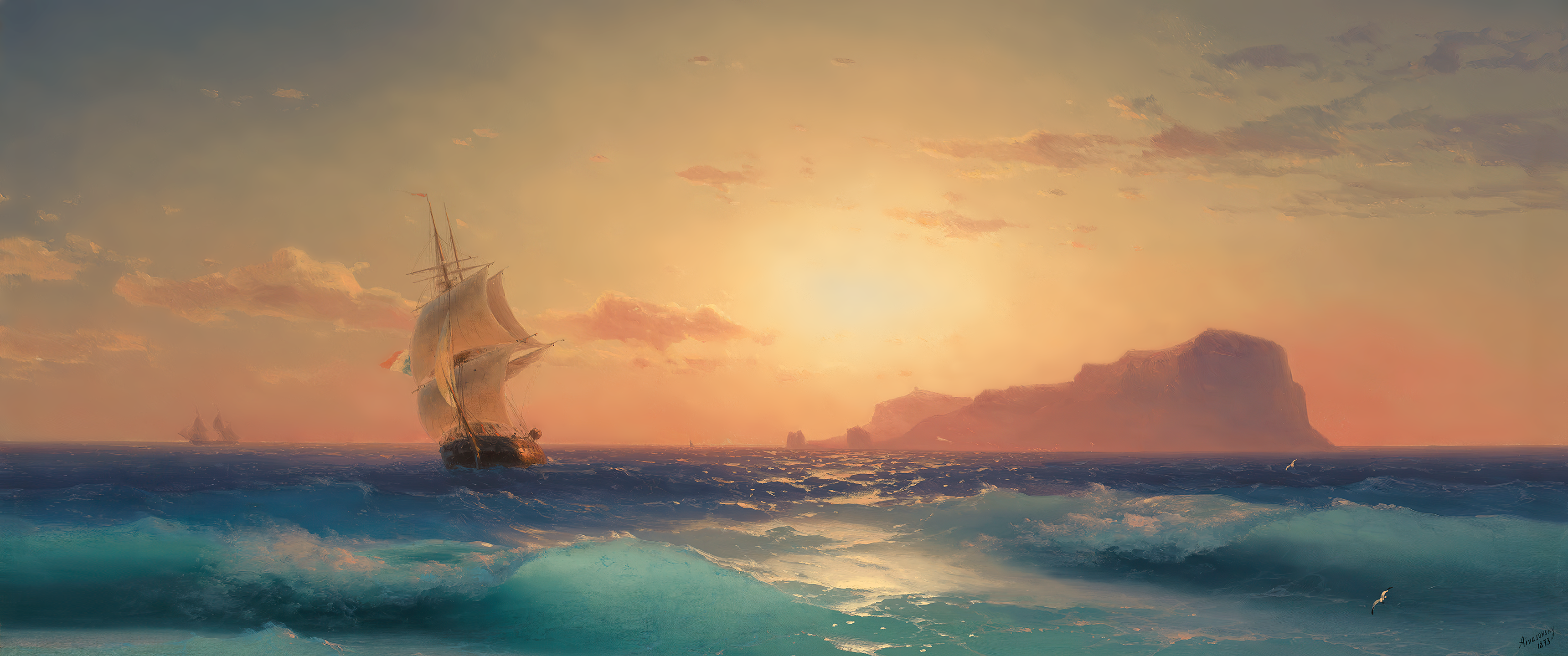 Ivan Aivazovsky painting of a sailing ship on the ocean HD Wallpaper