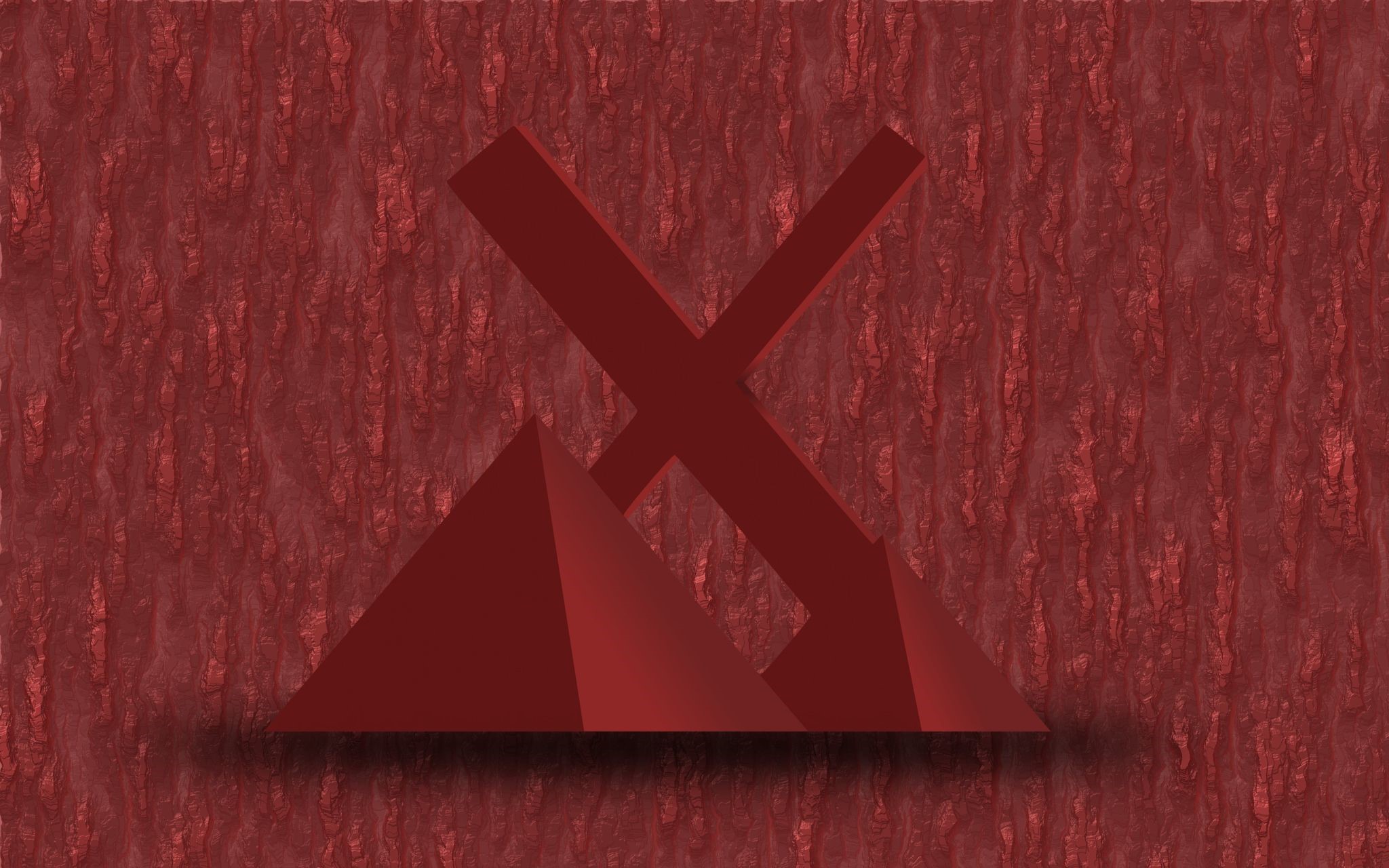 Red pyramids and X symbol on textured background HD Wallpaper