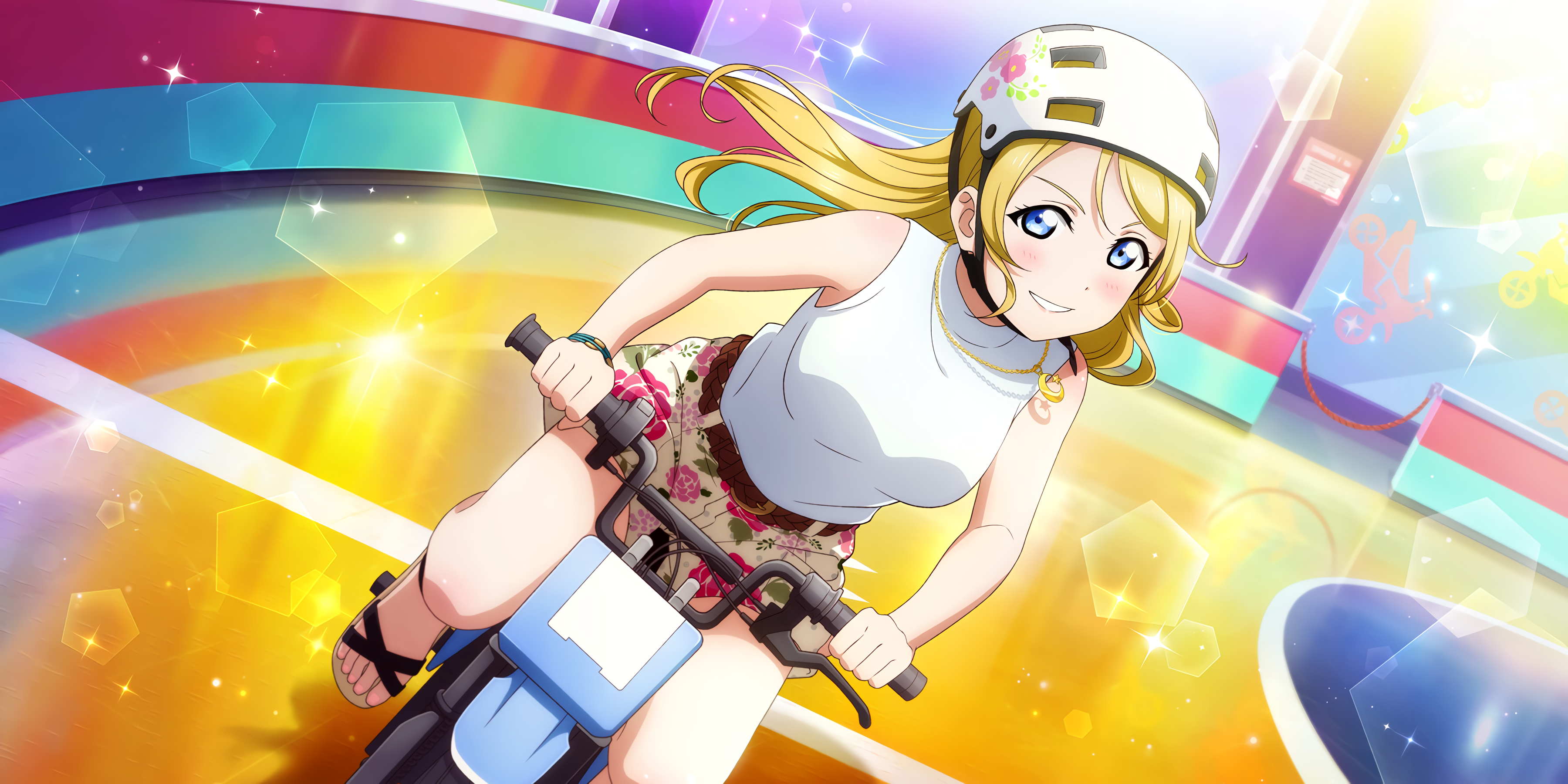 Ayase Eli from Love Live! Sunshine riding a bicycle HD Wallpaper