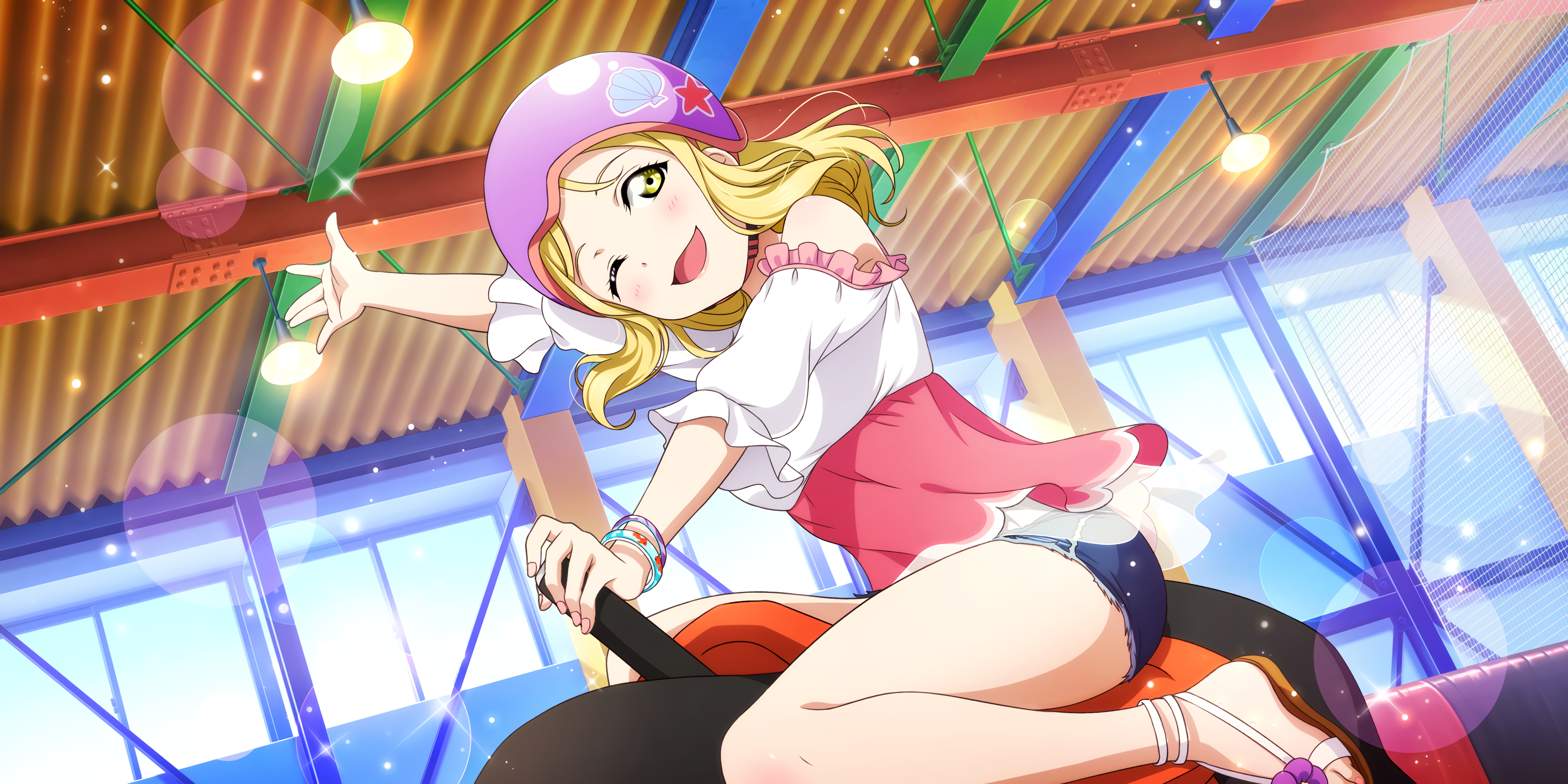 Ohara Mari from Love Live! Sunshine riding a mechanical bull HD Wallpaper