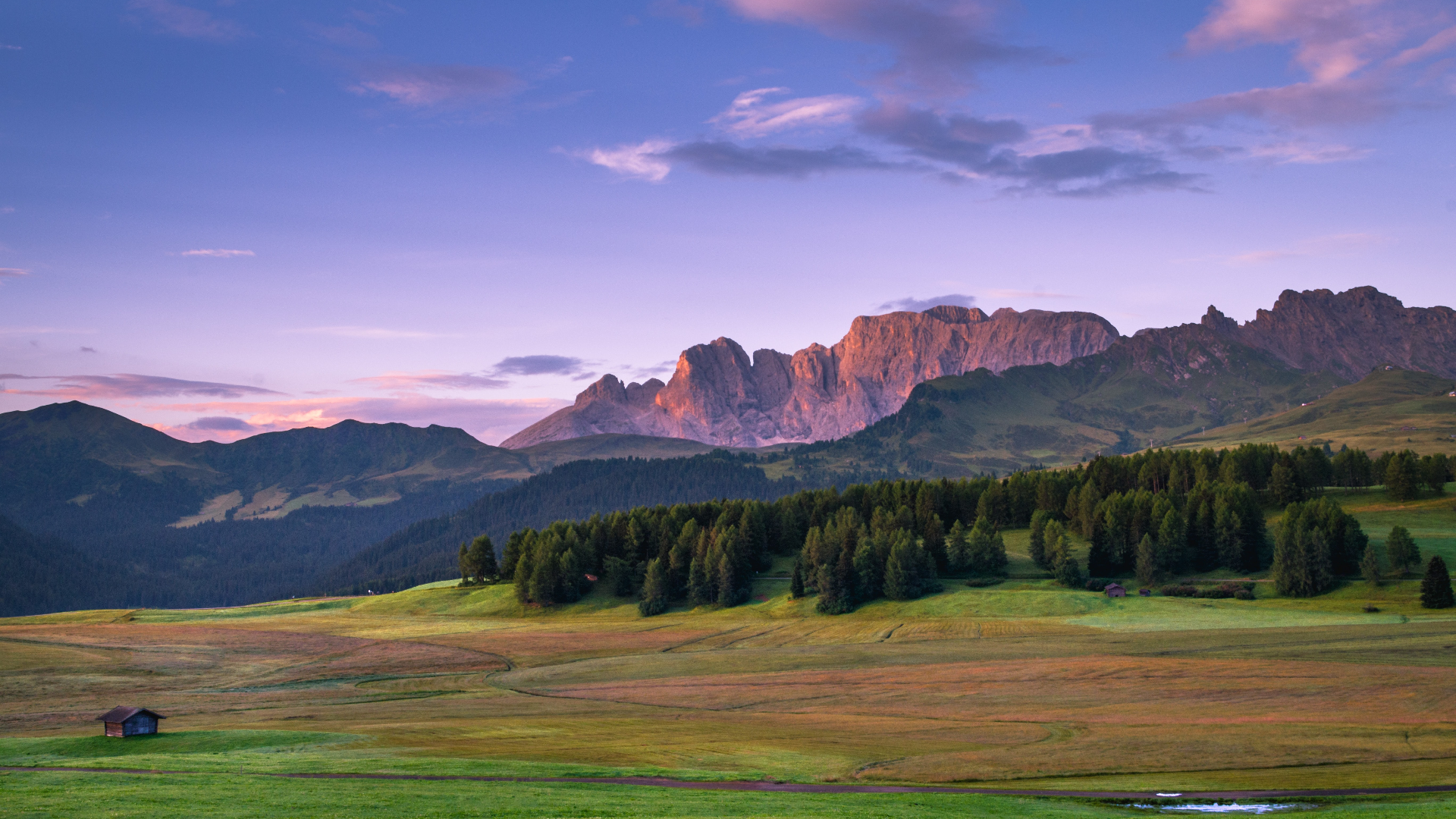 Dolomites mountains landscape at sunset, South Tyrol, Italy HD Wallpaper