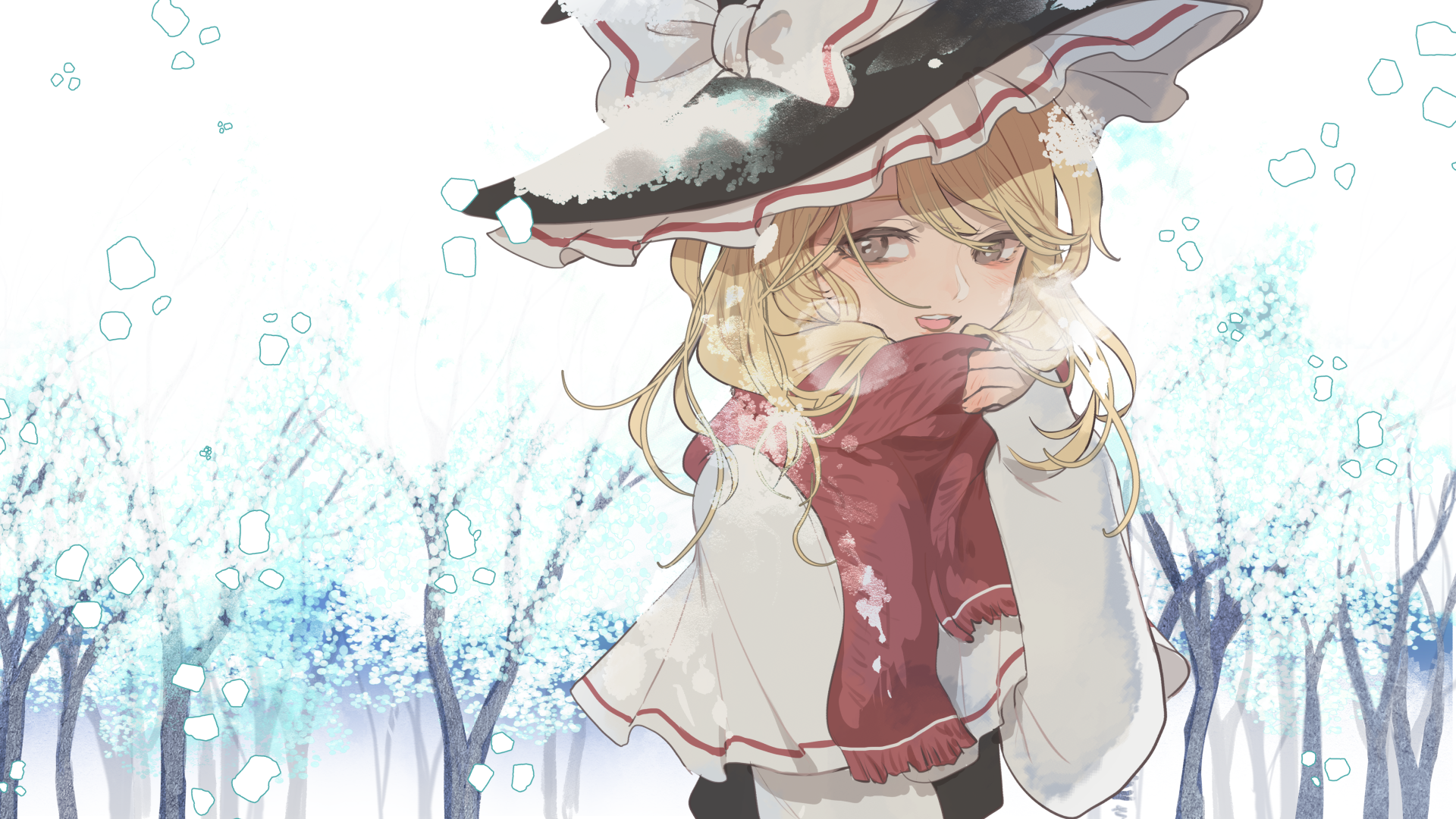 Kirisame Marisa from Touhou in winter HD Wallpaper