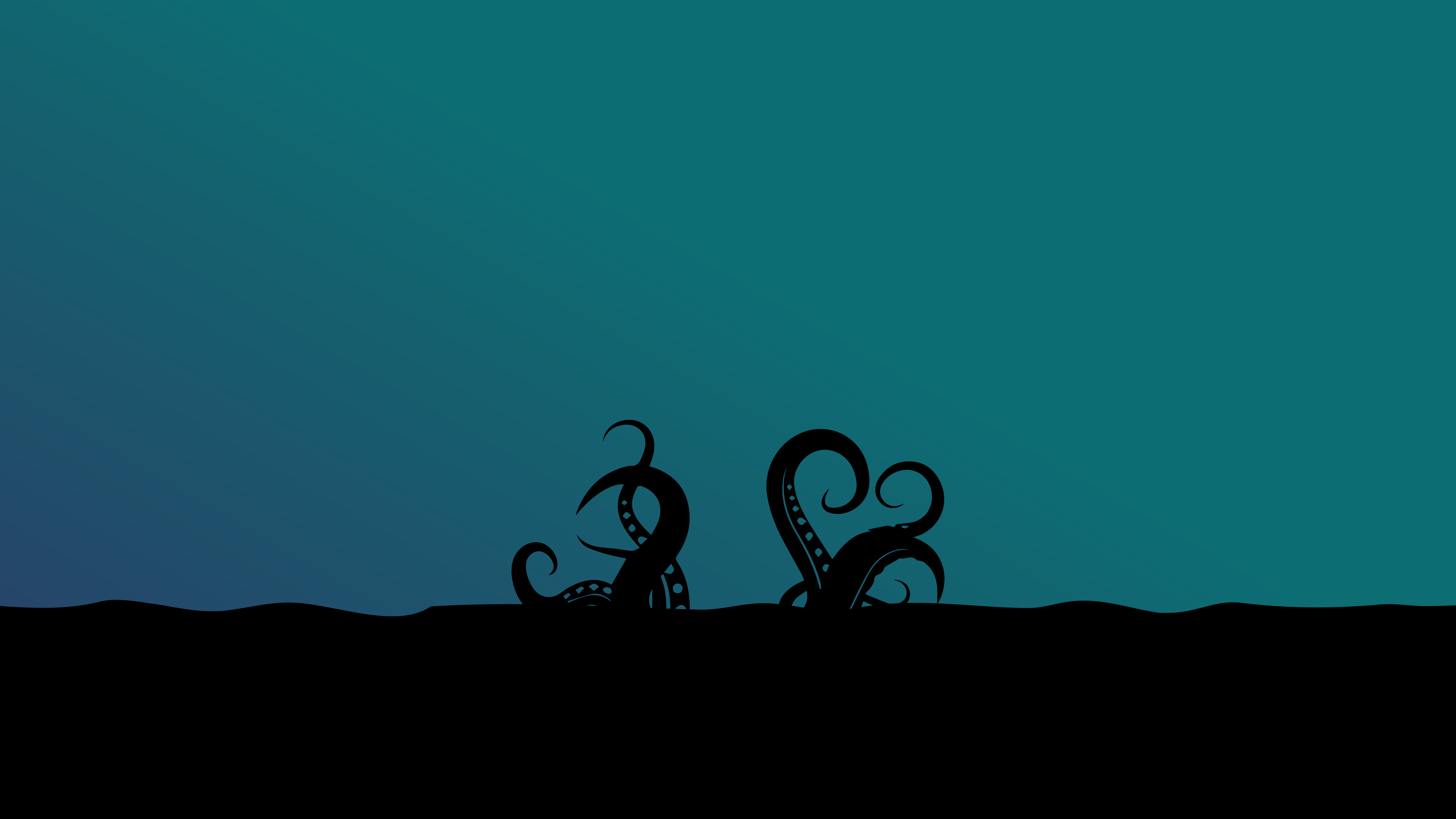 Black minimalist tentacles emerging from water HD Wallpaper