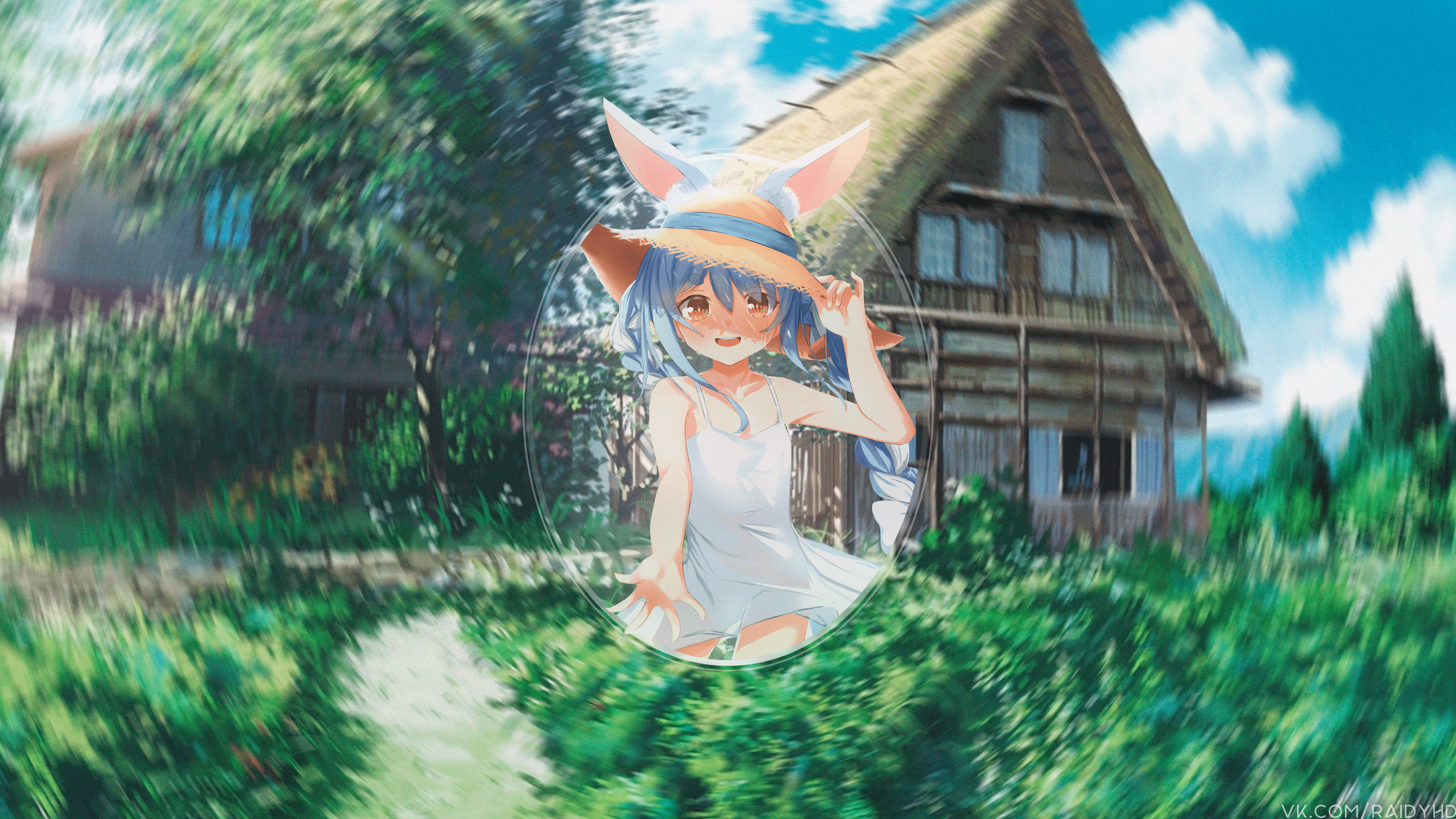 Usada Pekora in a straw hat HD Wallpaper