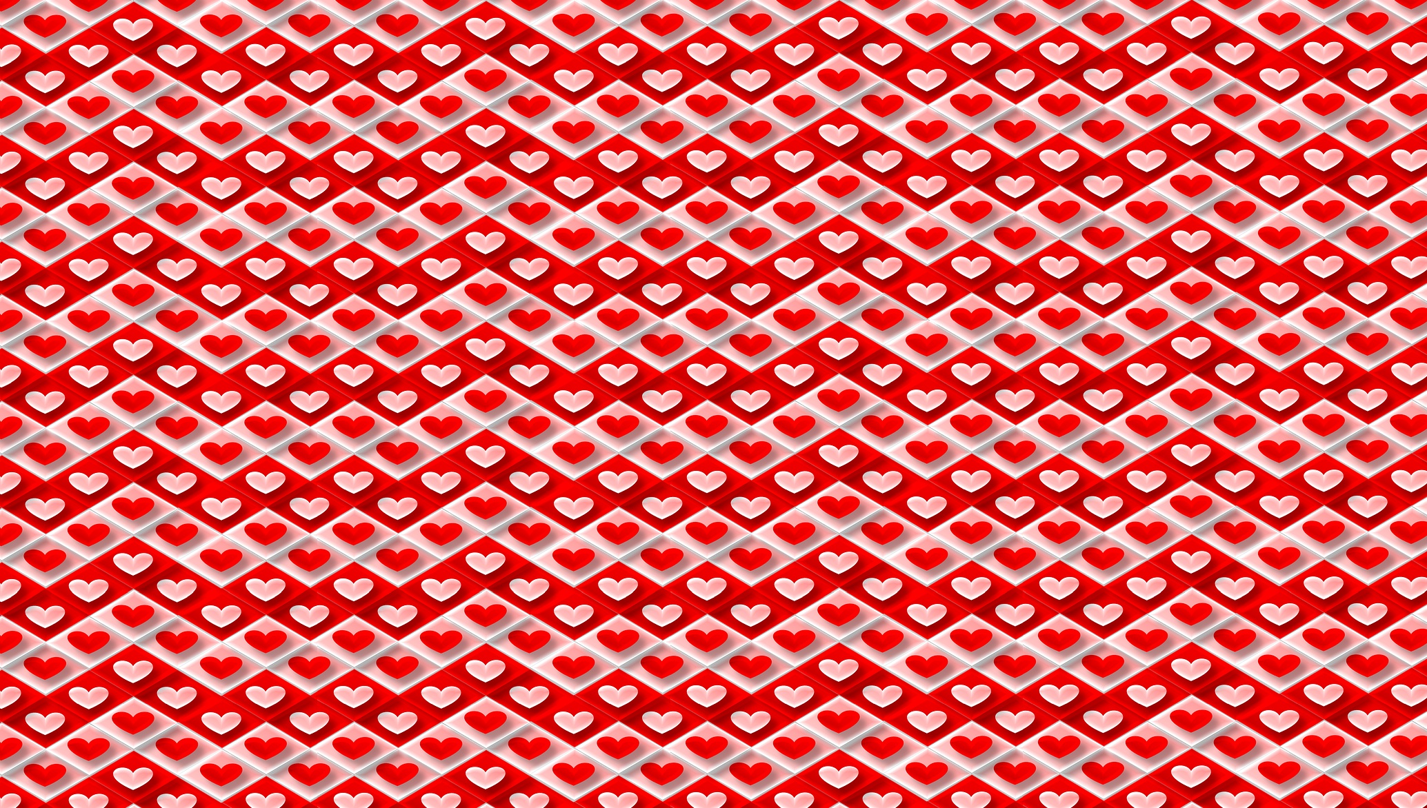 Red and White Heart Pattern HD Wallpaper