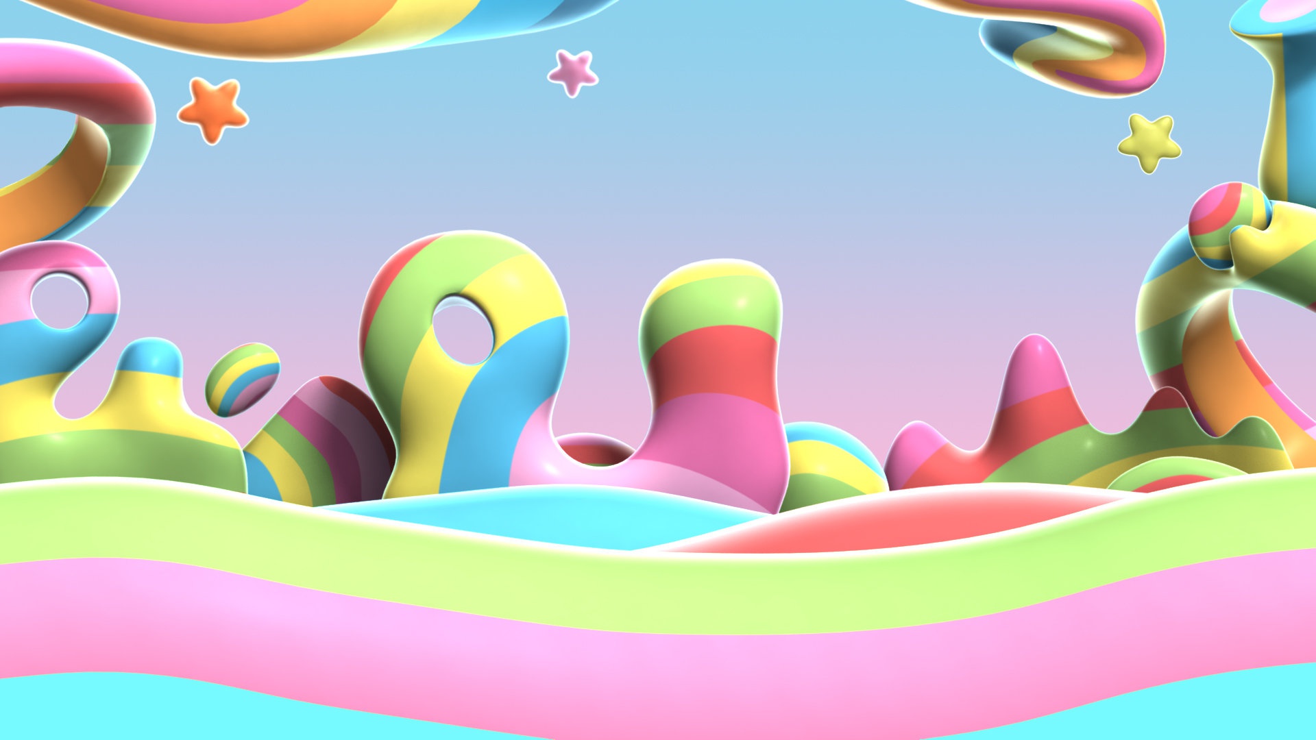 Abstract Colorful Candy Land Landscape HD Wallpaper