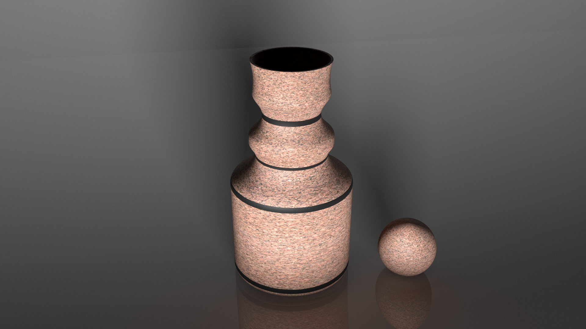 3D rendered vase and sphere on a reflective surface HD Wallpaper