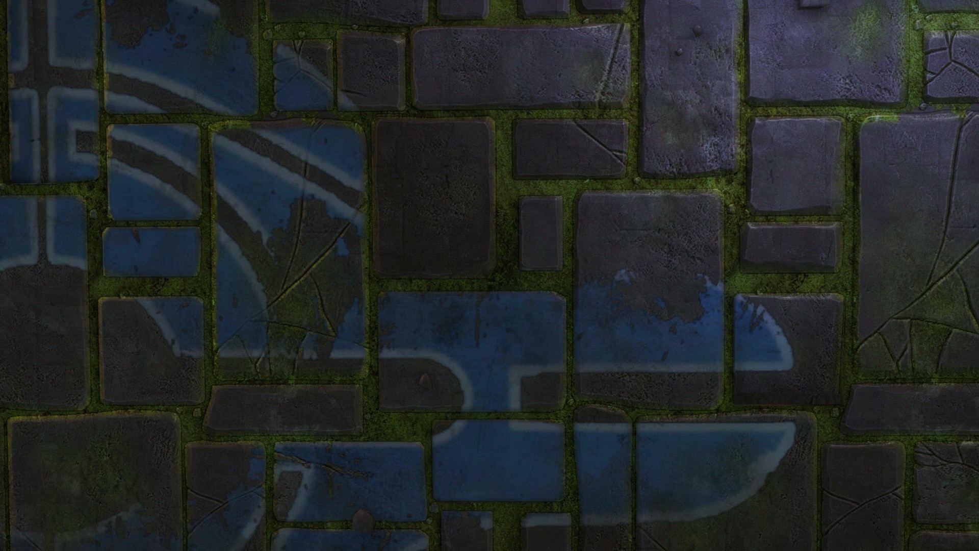Stone Pavement with Blue Markings and Grass HD Wallpaper