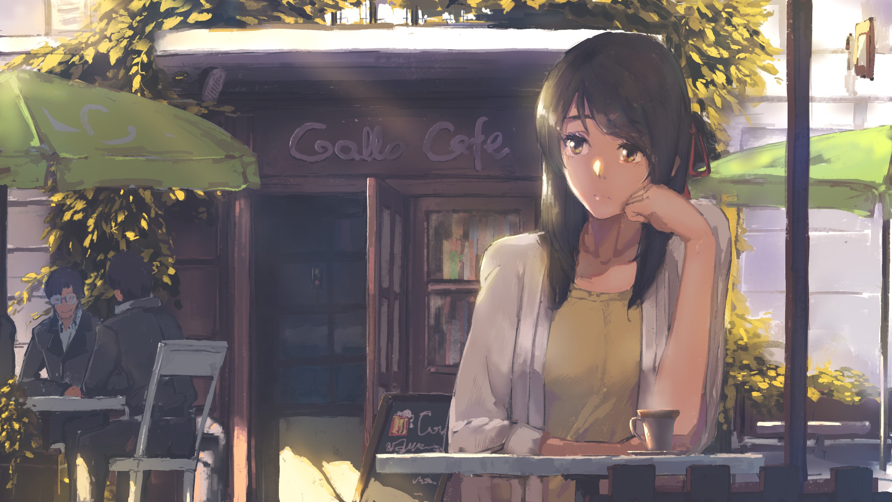 Mitsuha Miyamizu from Kimi no Na Wa at a cafe HD Wallpaper
