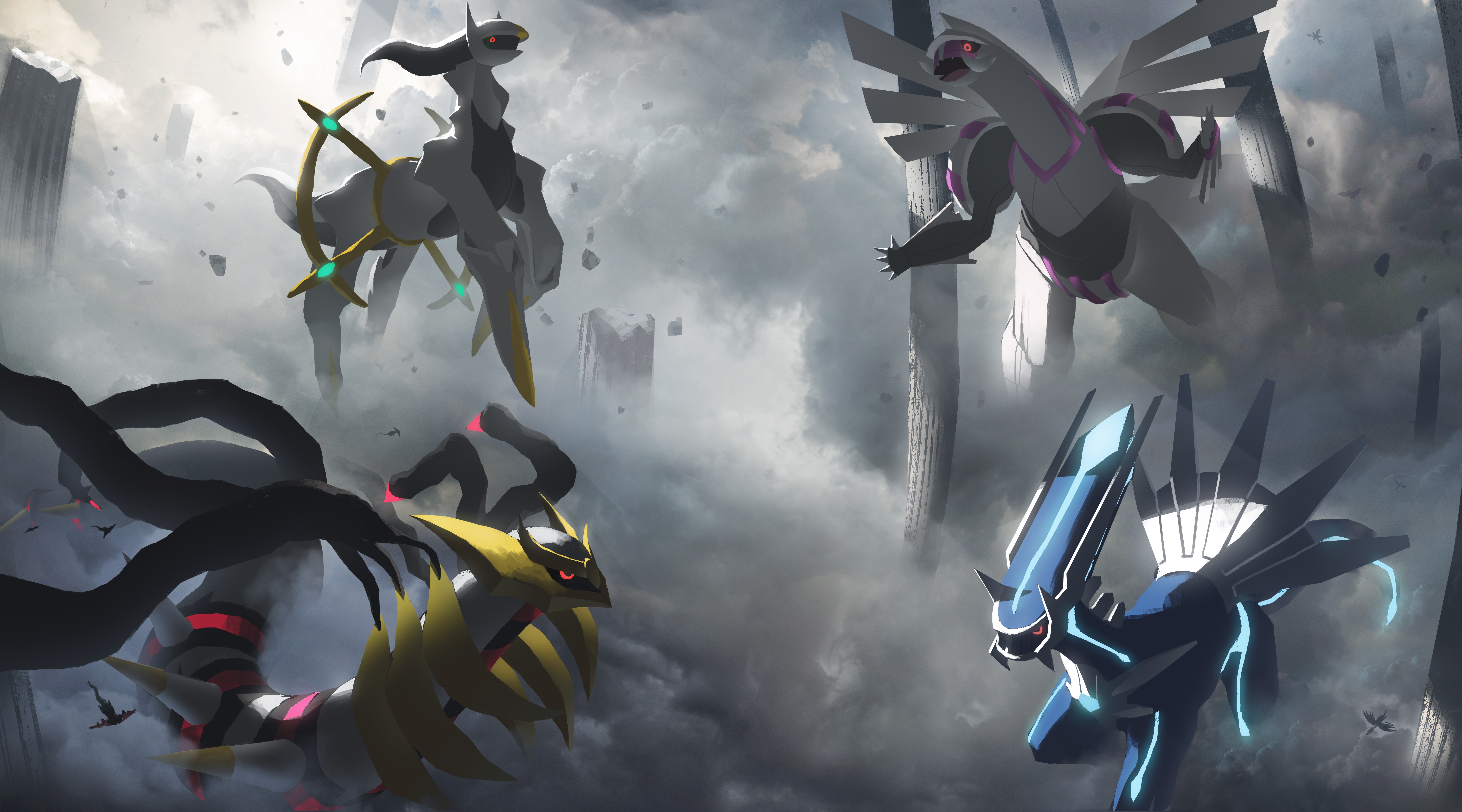 Arceus, Dialga, Palkia, and Giratina from Pokemon HD Wallpaper