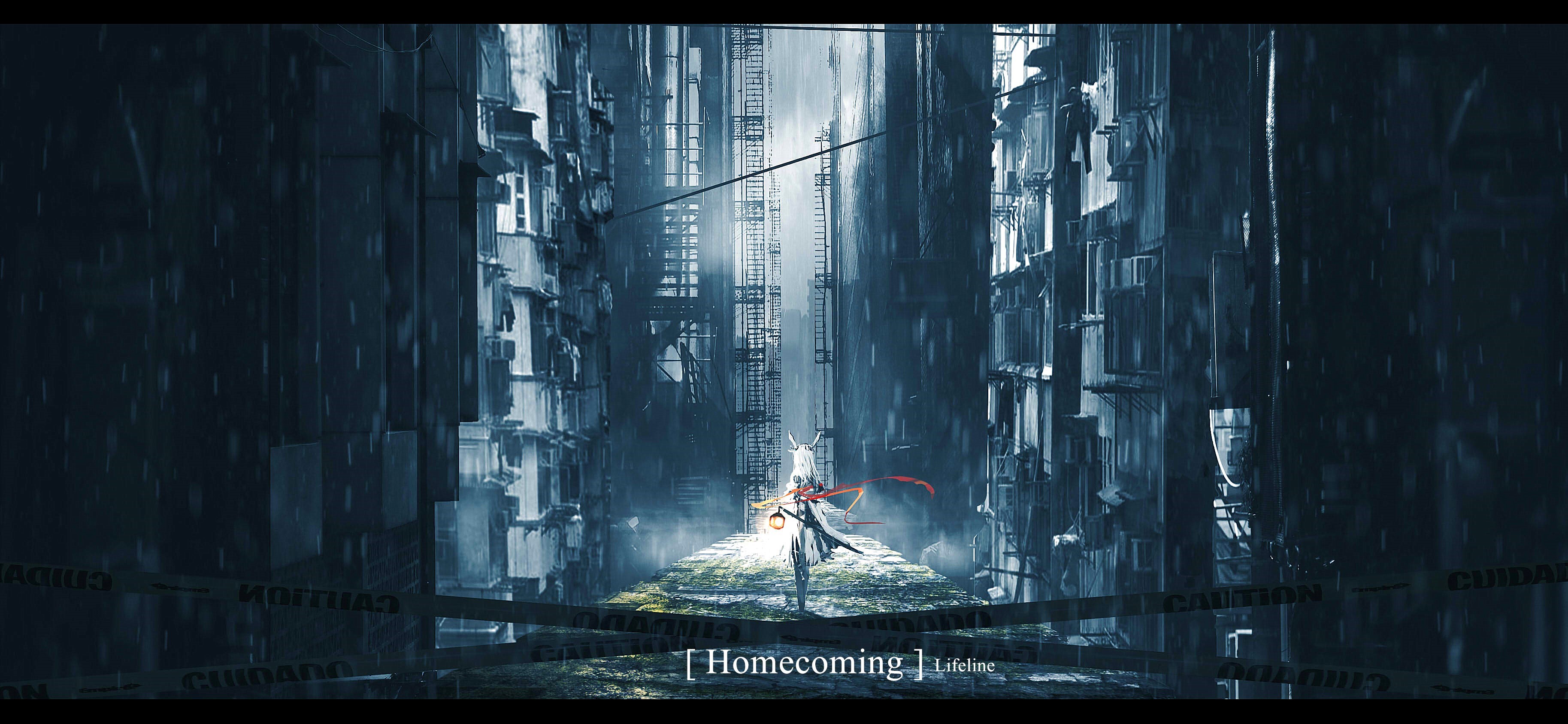 Frostnova from Arknights in a rainy alleyway HD Wallpaper