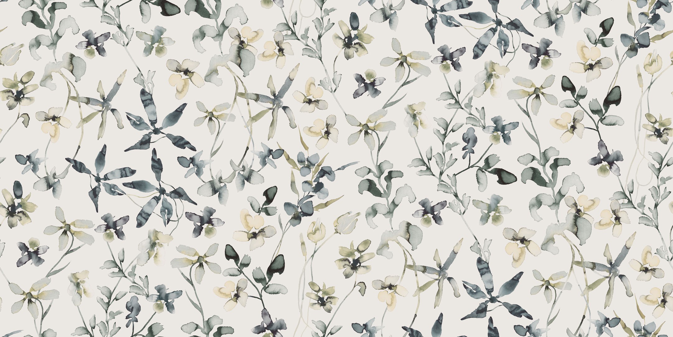 Watercolor floral pattern with delicate flowers and leaves HD Wallpaper