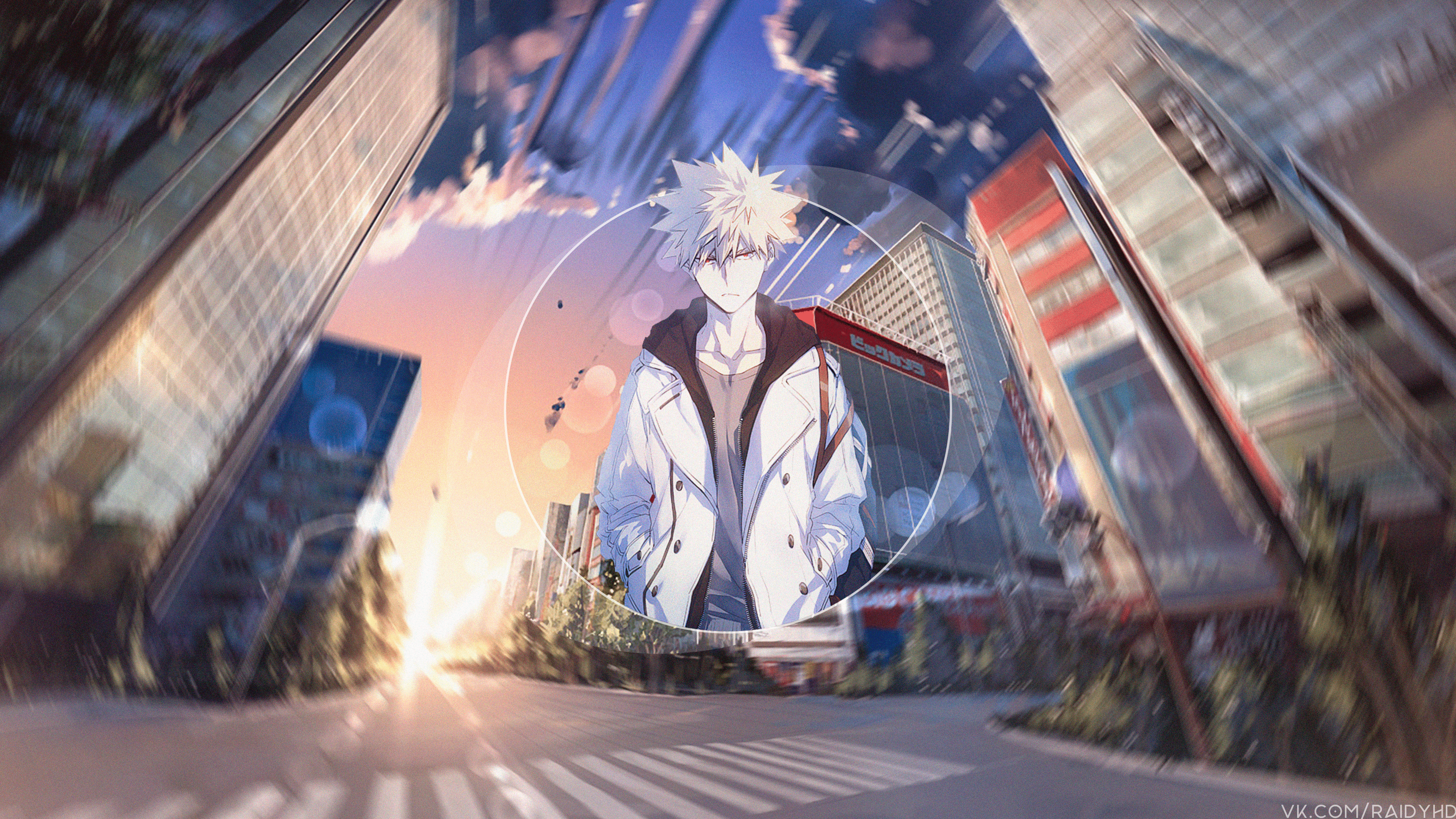 Katsuki Bakugou from Boku no Hero Academia in a city HD Wallpaper