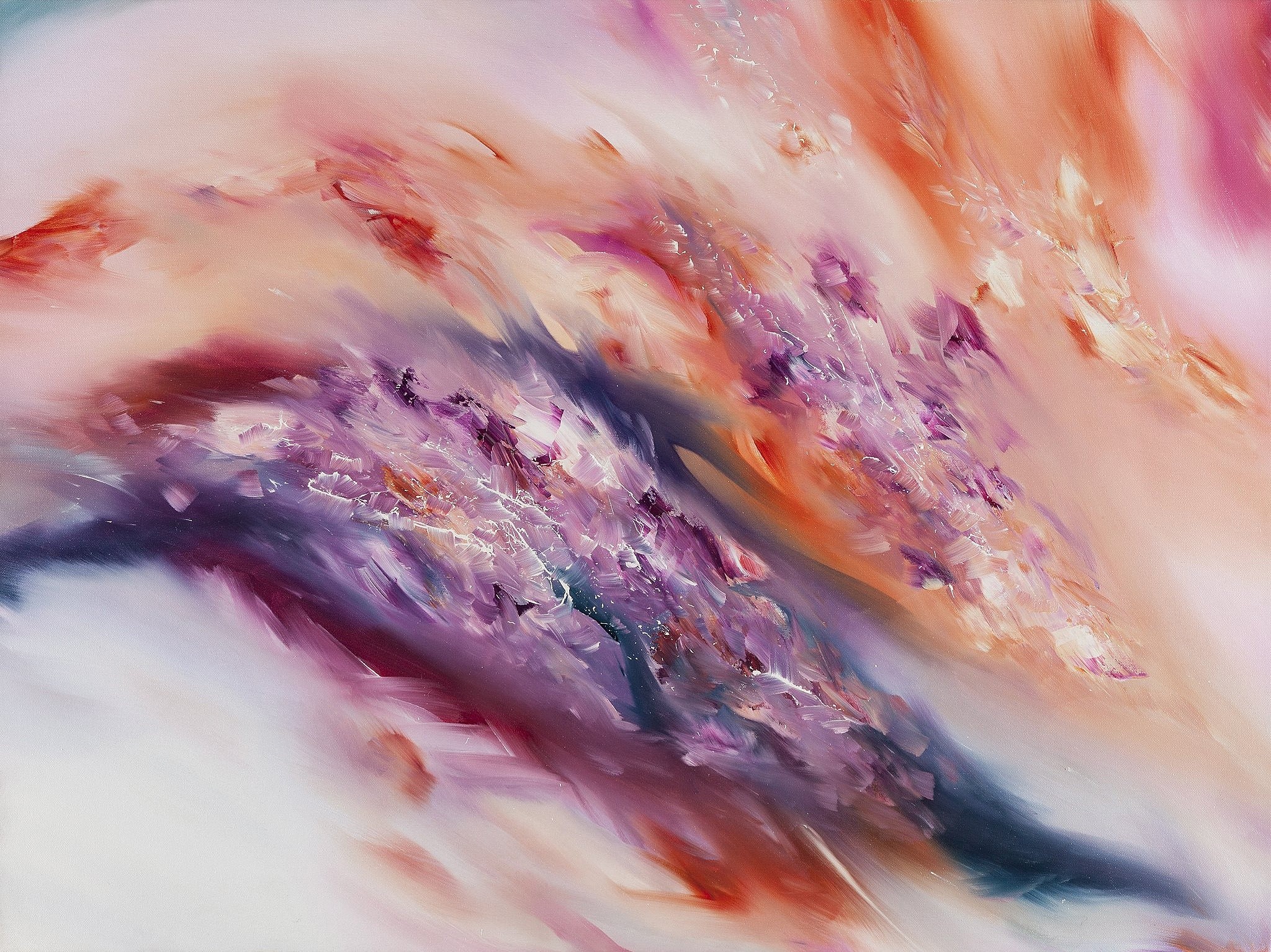 Abstract painting with purple, pink, and orange colors HD Wallpaper