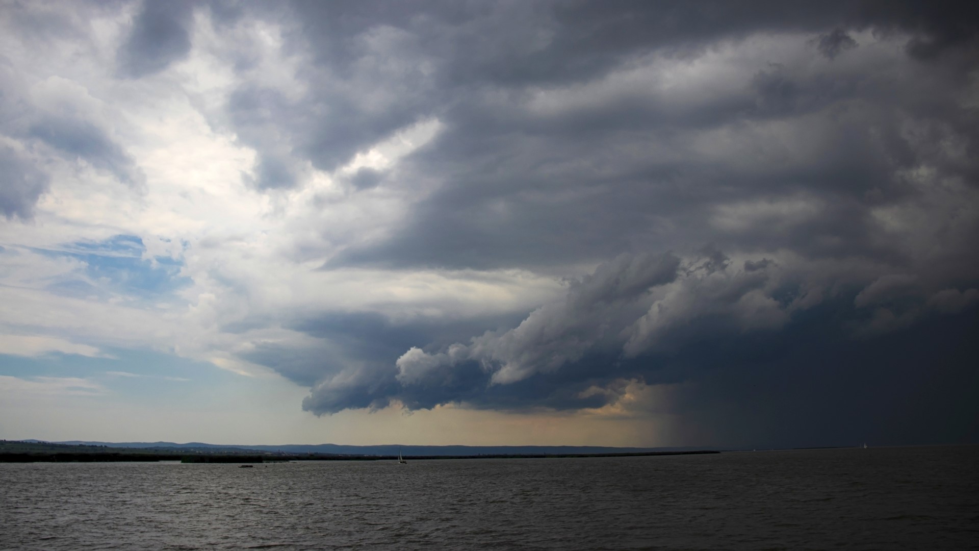 Stormy clouds over Neusiedler See, Austria HD Wallpaper
