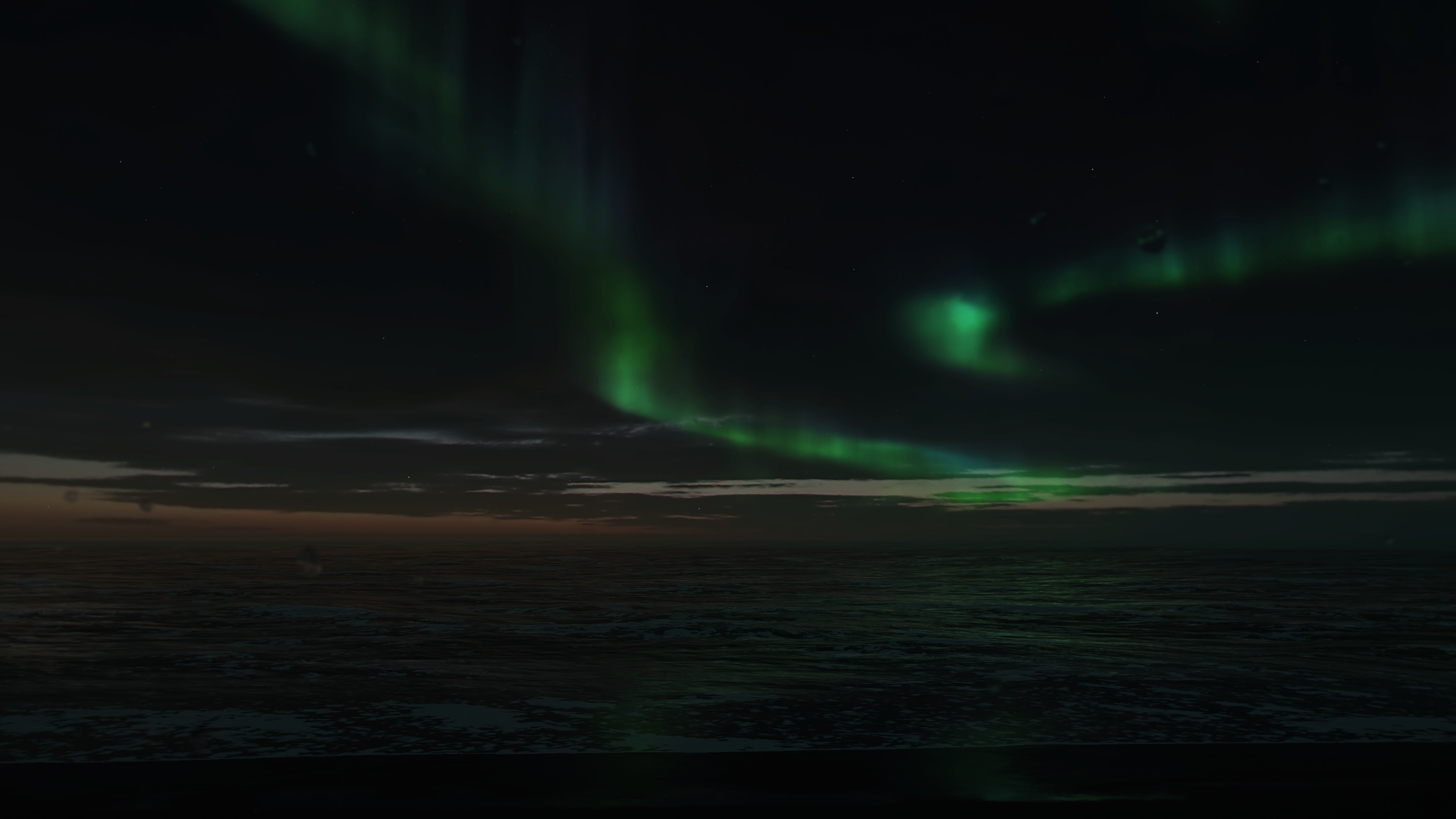 Aurora Borealis over the ocean HD Wallpaper