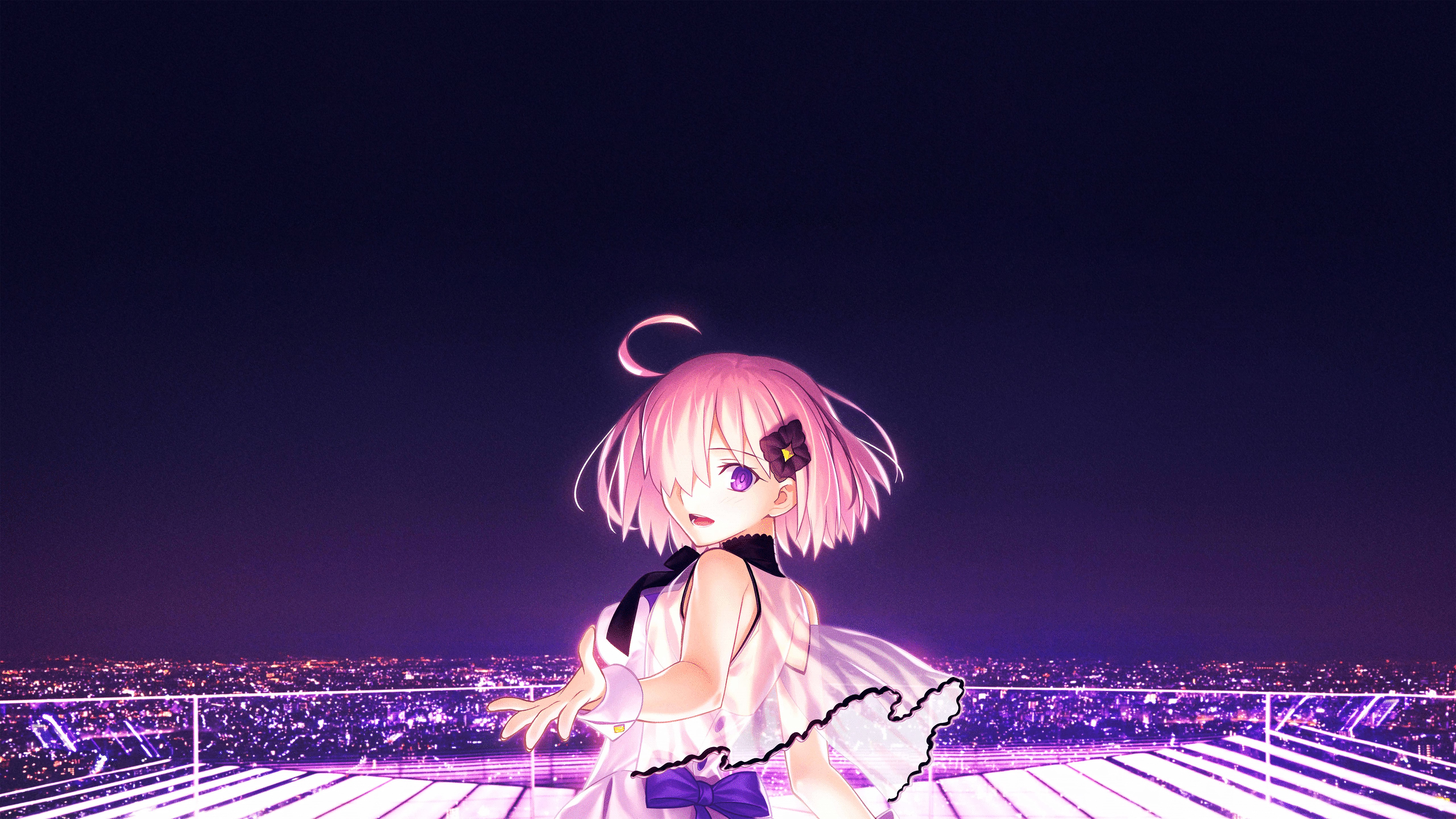 Mash Kyrielight from Fate/Grand Order at night HD Wallpaper