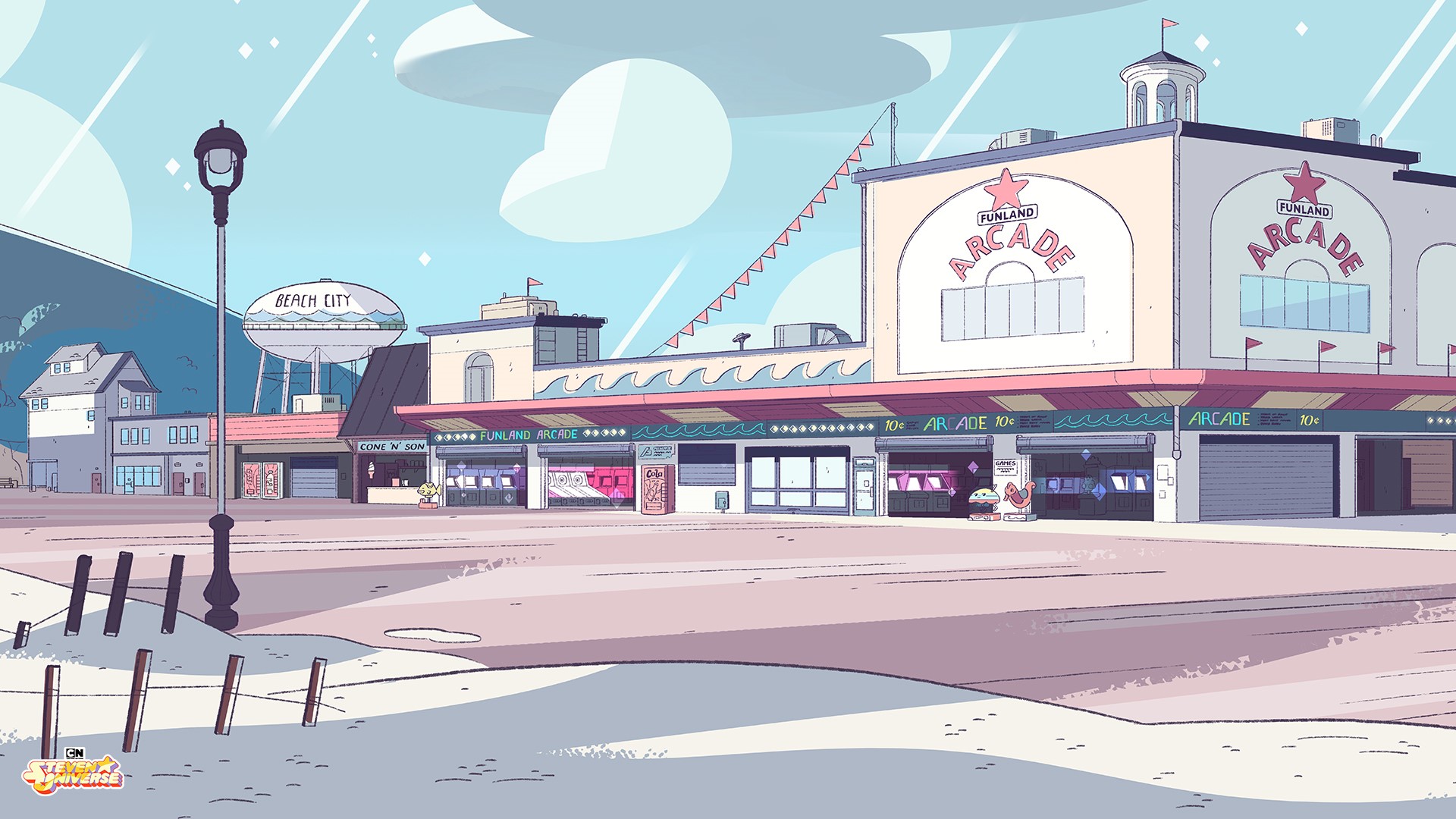 Beach City Funland Arcade HD Wallpaper