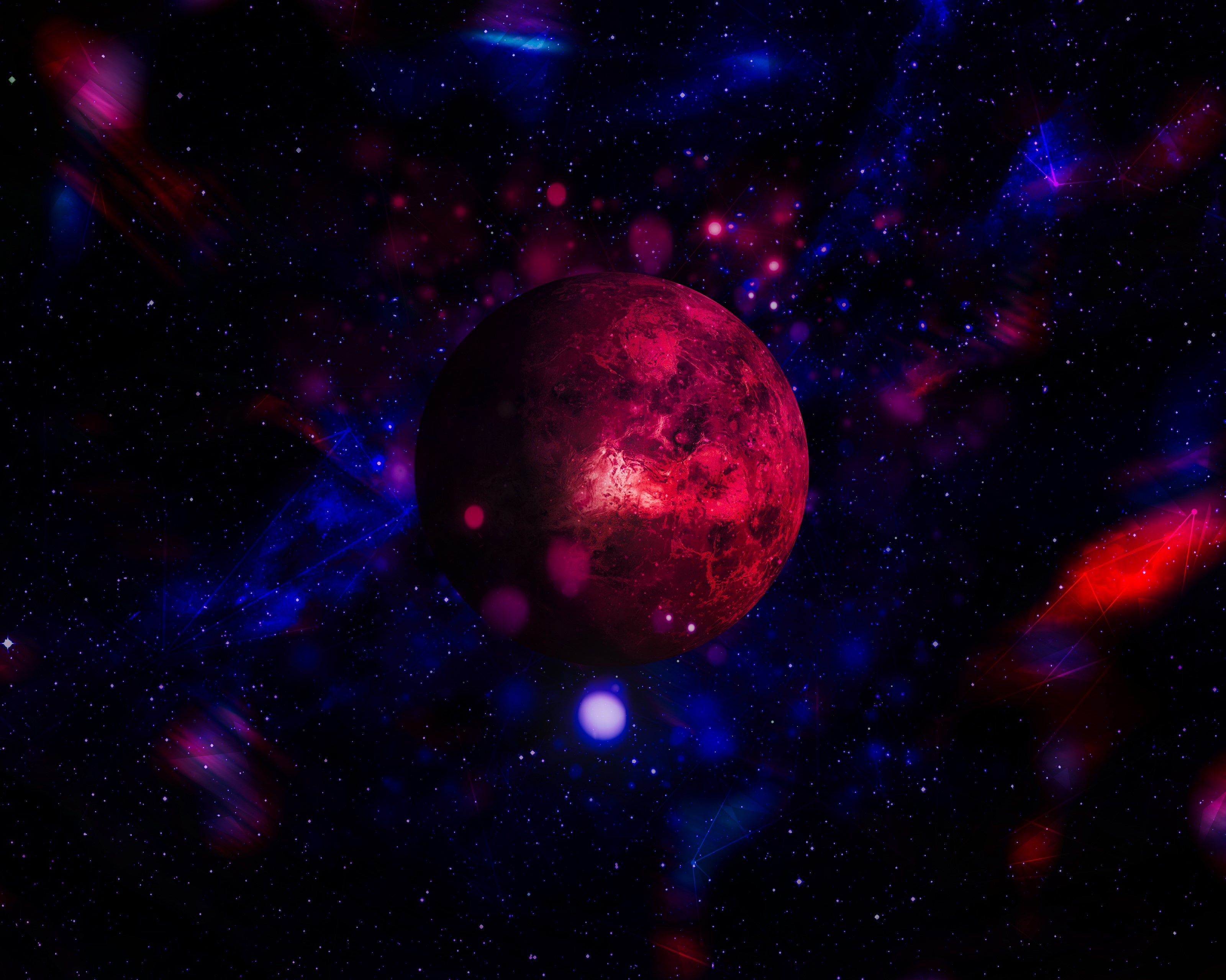Red planet in a starry nebula HD Wallpaper
