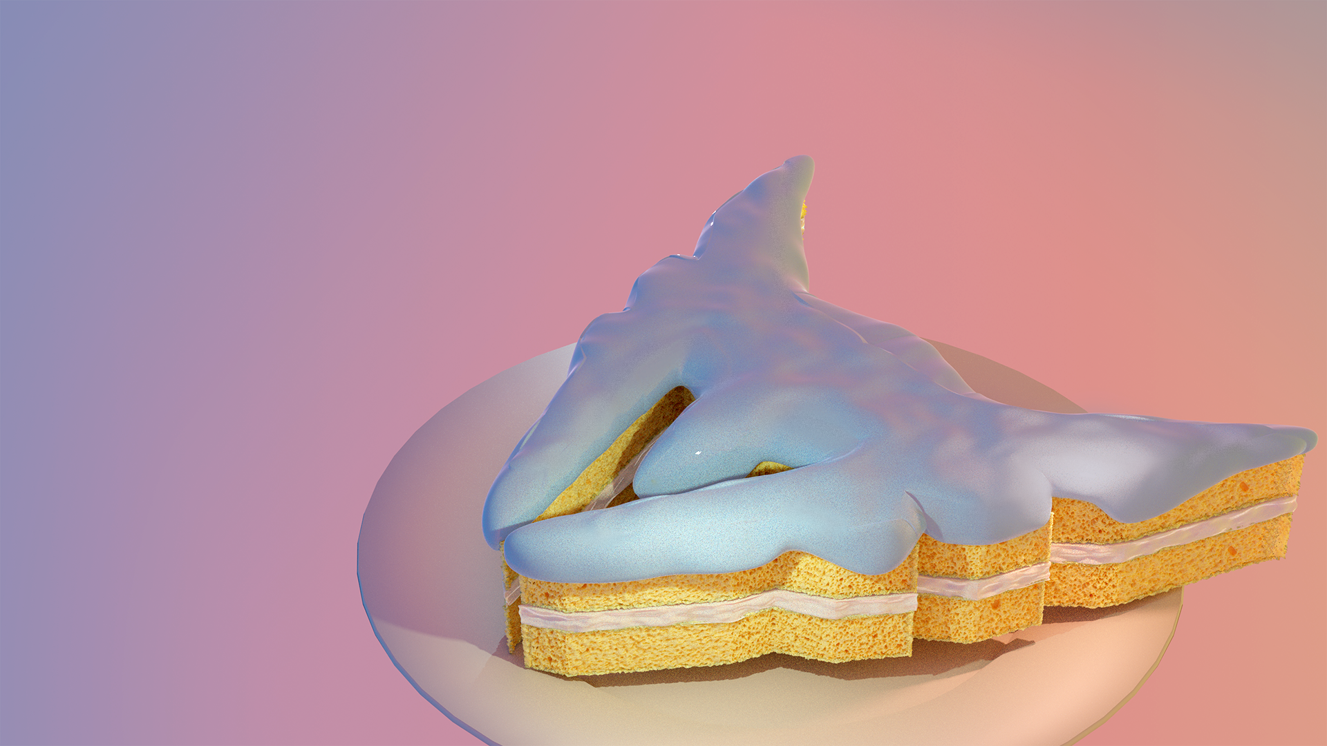 CGI render of two star-shaped cakes with blue frosting HD Wallpaper