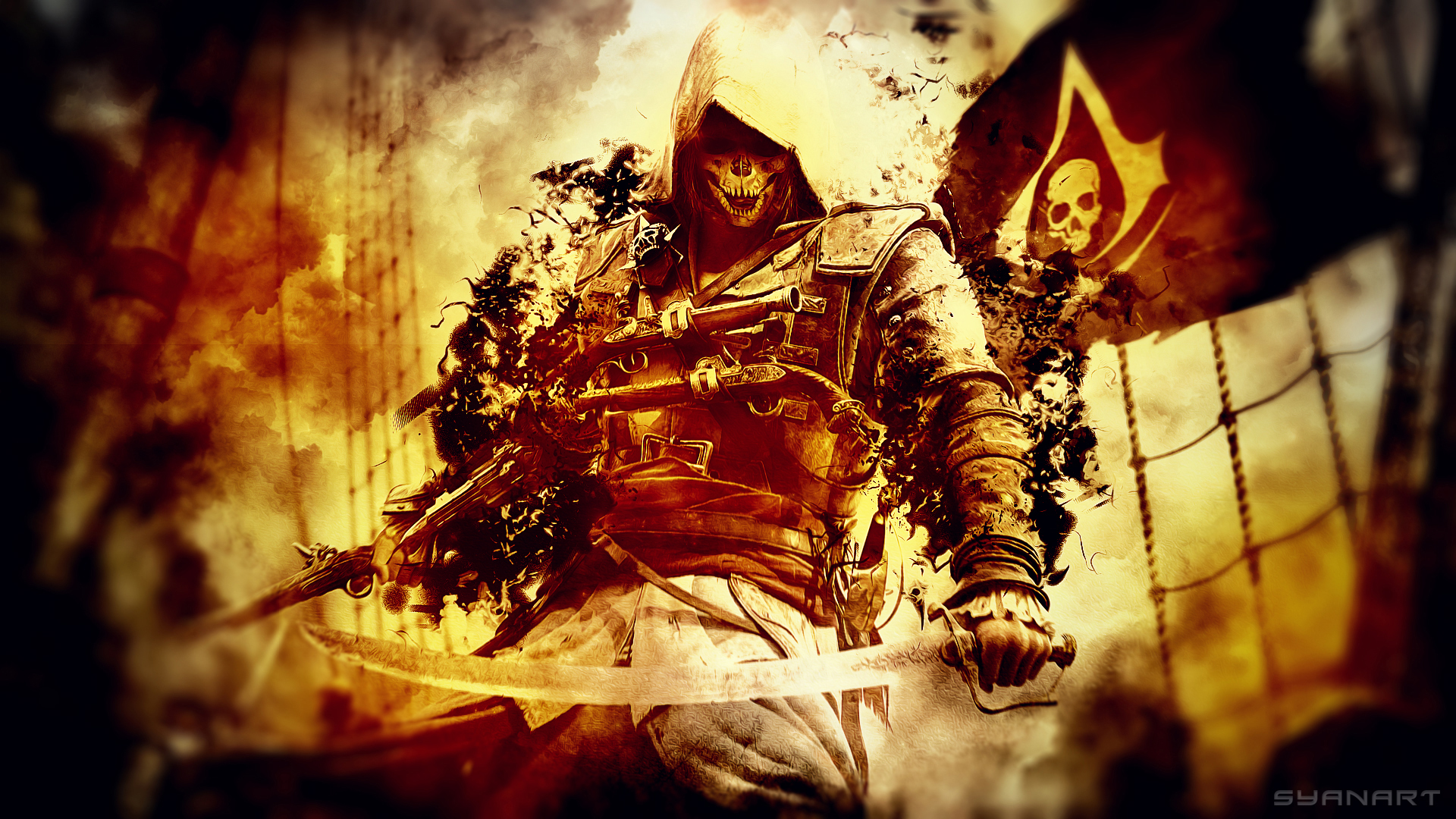 Assassin's Creed IV: Black Flag Pirate with Skull Flag HD Wallpaper
