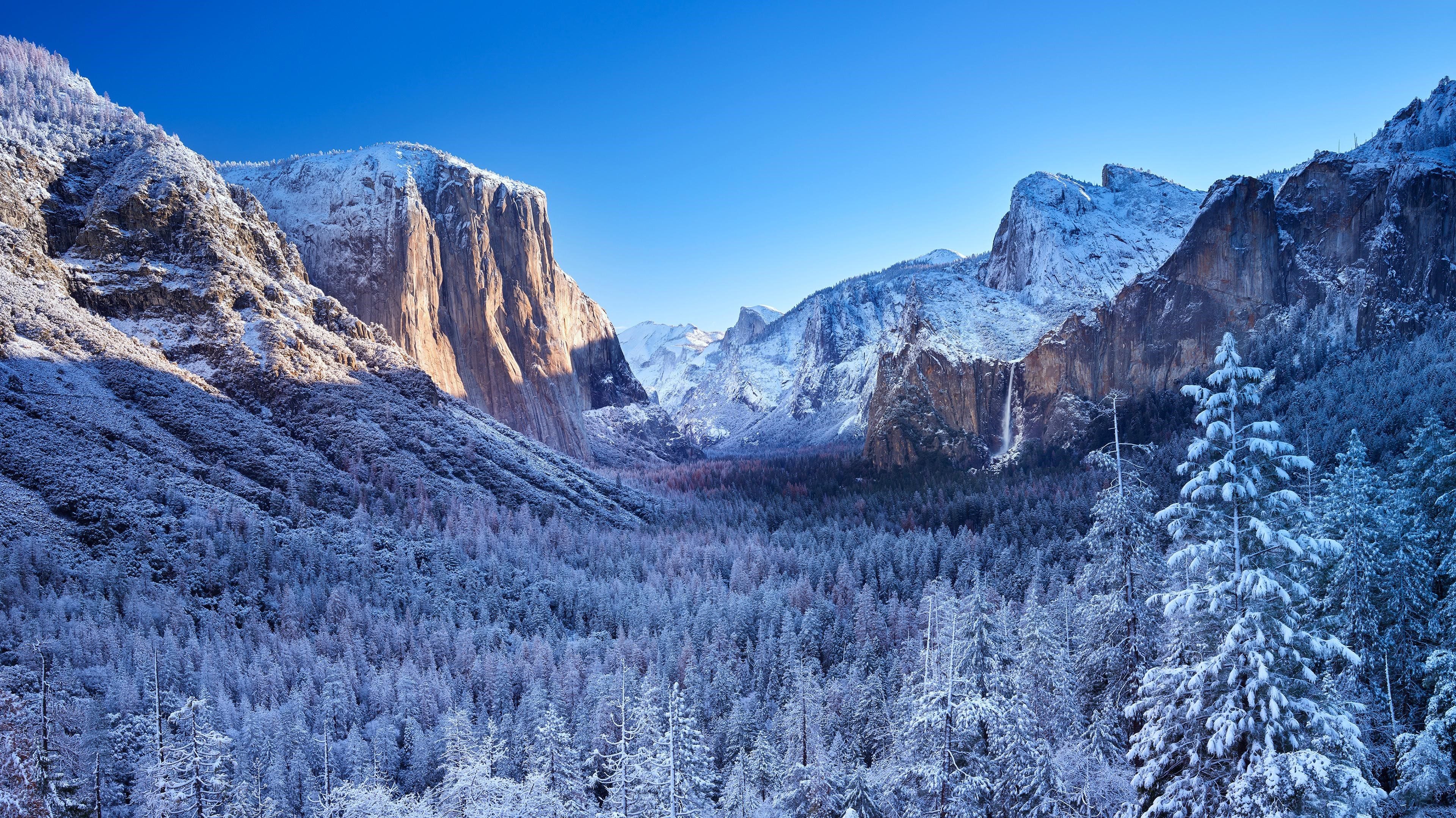 Yosemite National Park in Winter with Snow HD Wallpaper