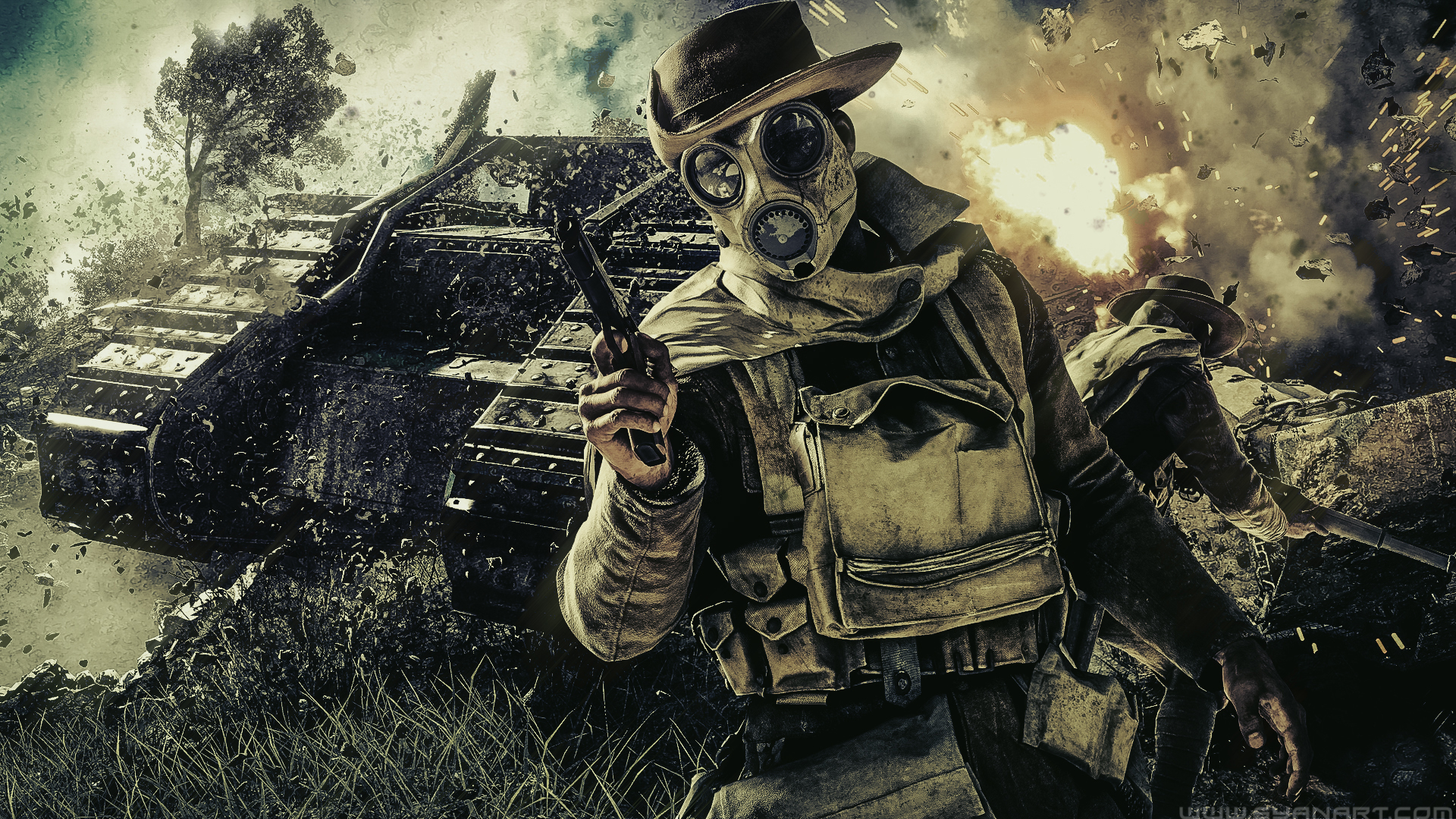 Battlefield 1 soldiers in a tank battle HD Wallpaper