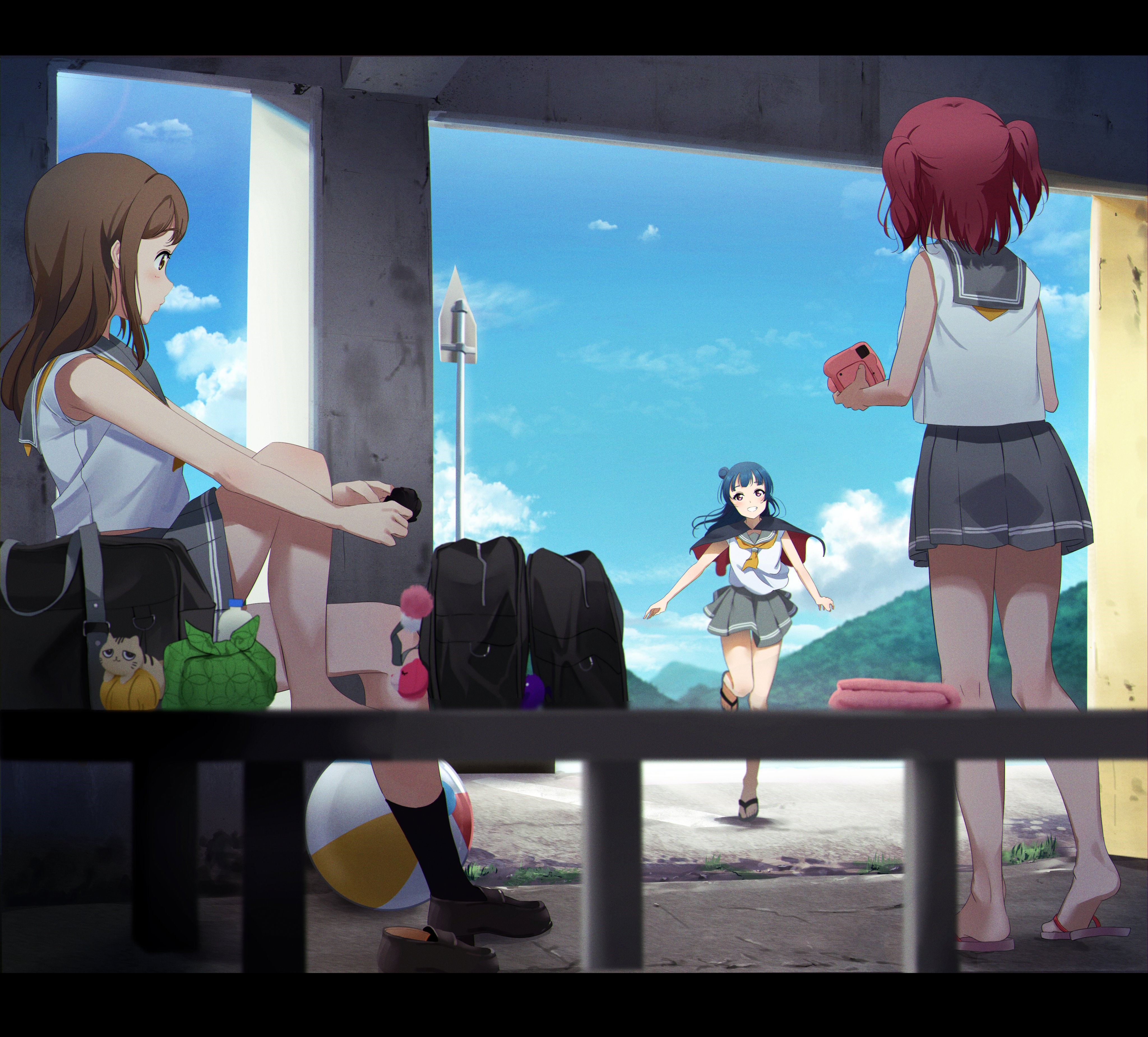 4K anime Love Live! Sunshine Kurosawa Ruby, Kunikida Hanamaru, Tsushima Yoshiko HD Wallpaper