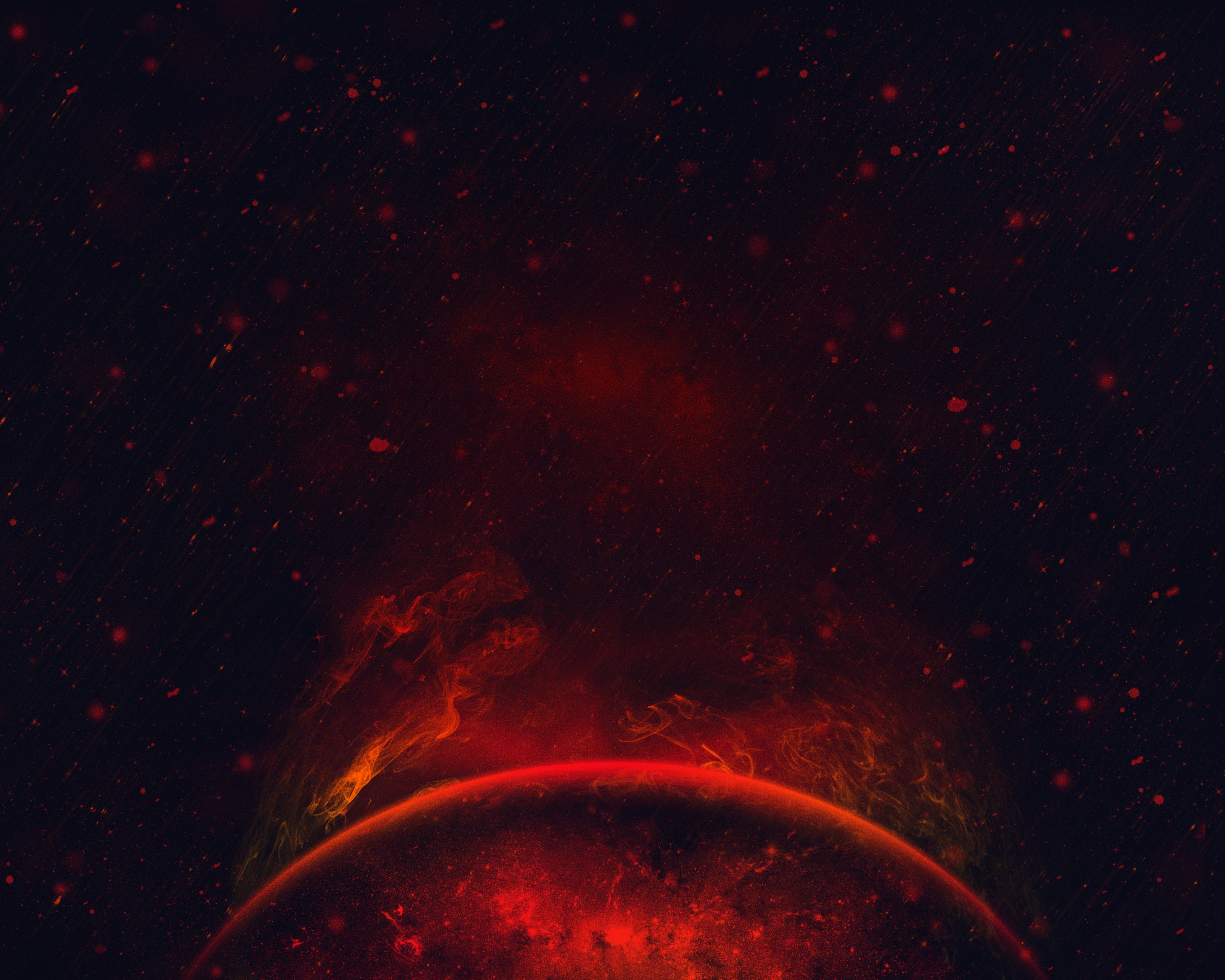 Digital art of a fiery planet in space HD Wallpaper