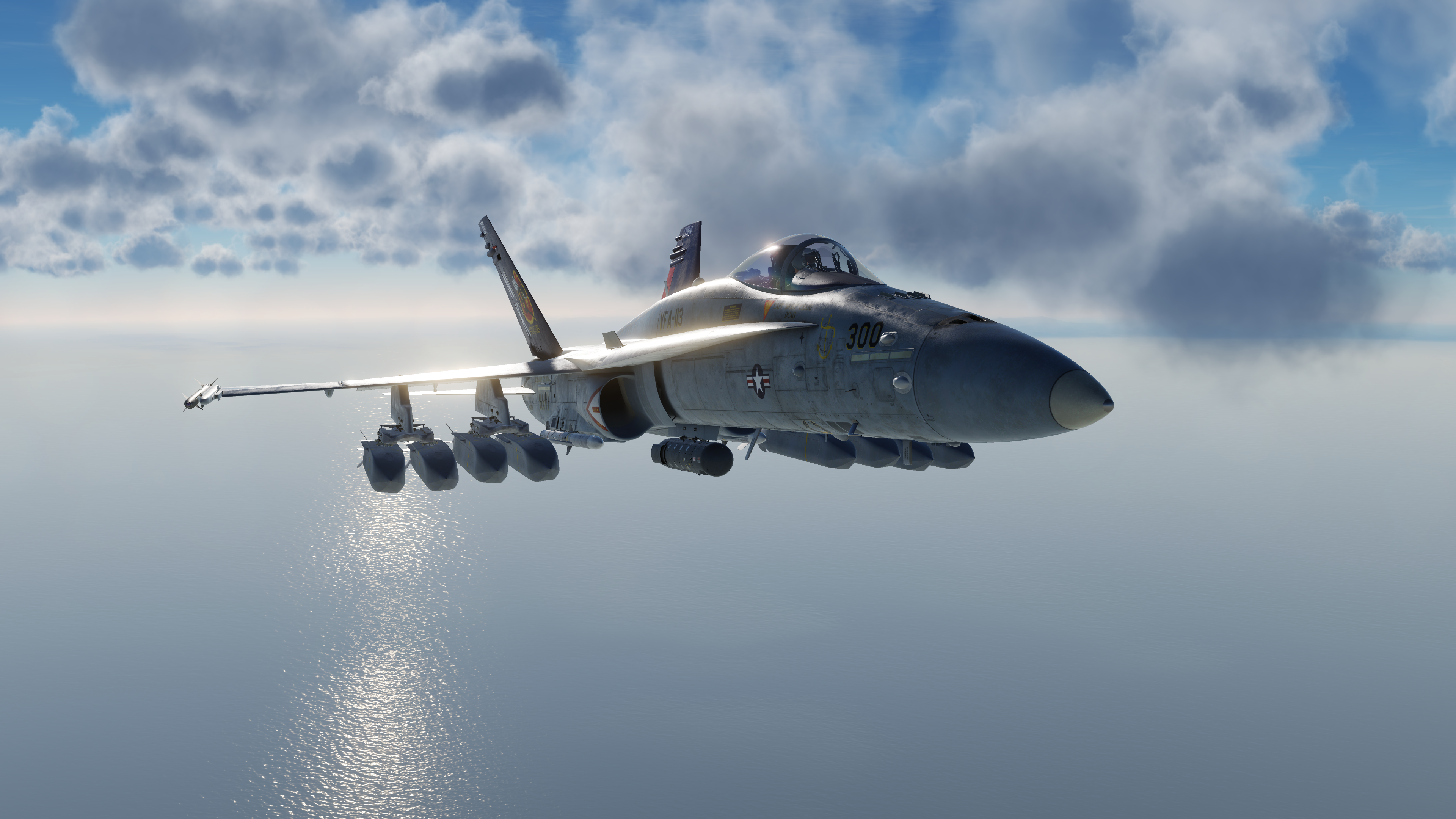 Boeing F/A-18E/F Super Hornet flying over the ocean HD Wallpaper
