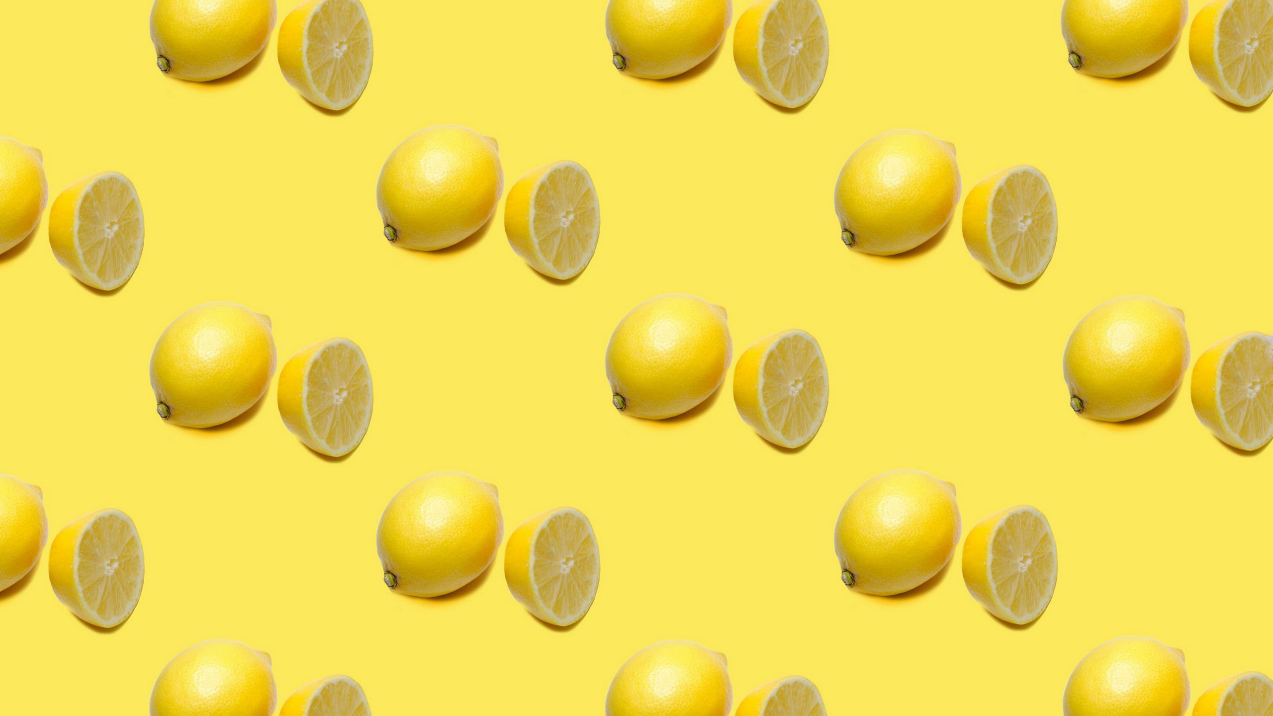 Pattern of Lemons on Yellow Background HD Wallpaper
