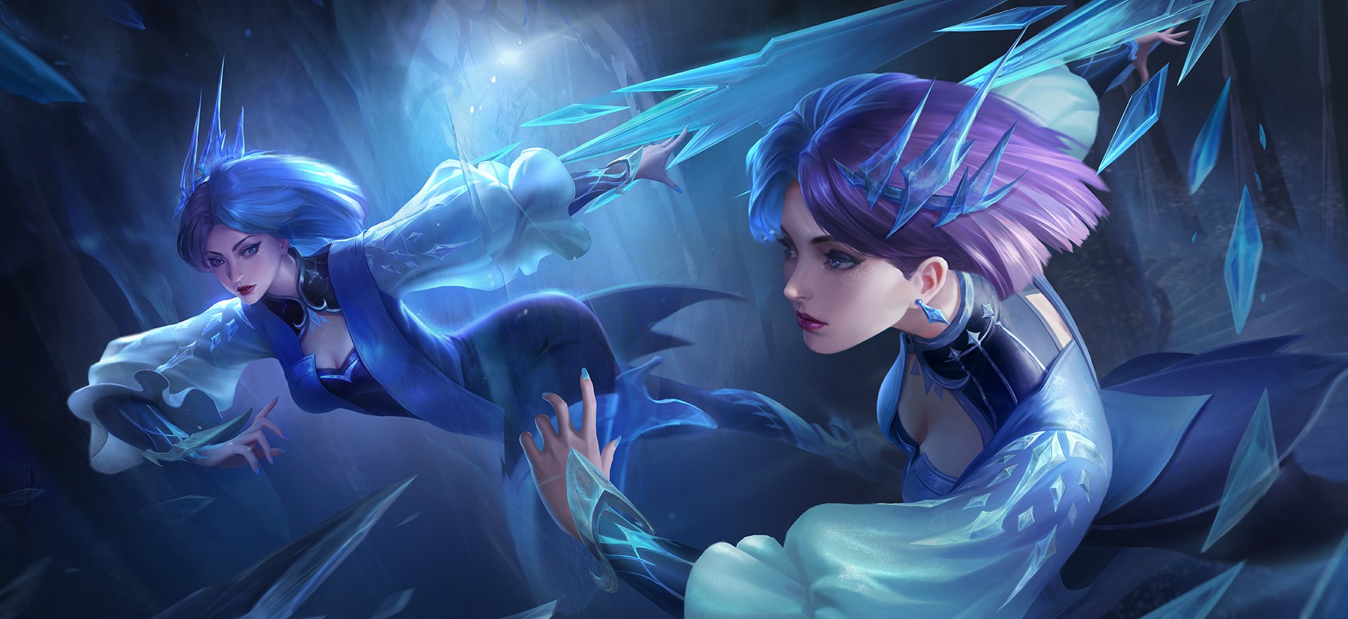 Two women with blue and purple hair from Glory of Kings HD Wallpaper