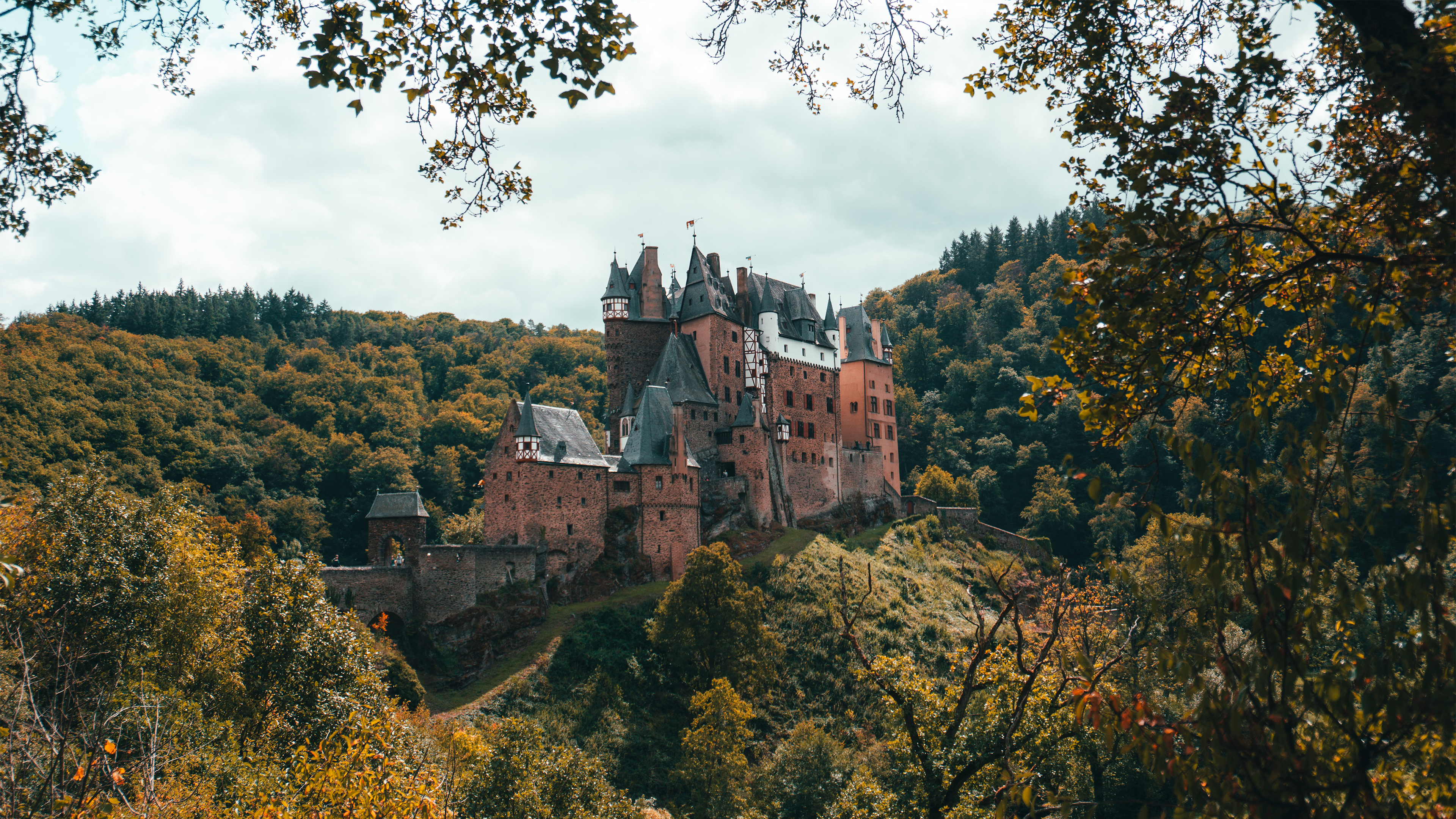 Castle Eltz in a forest landscape HD Wallpaper