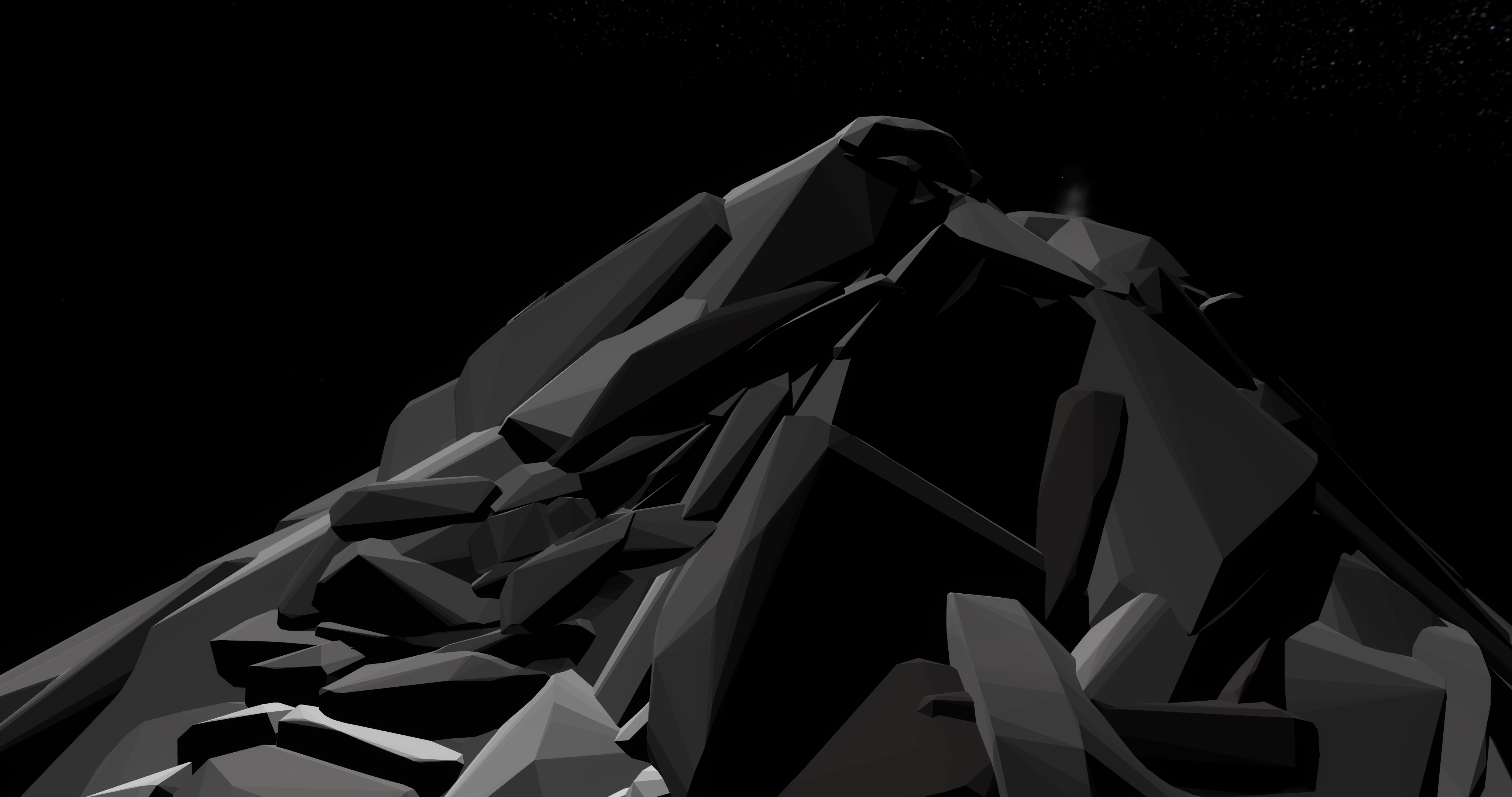 Dark 3D Artwork of a Jagged Mountain HD Wallpaper