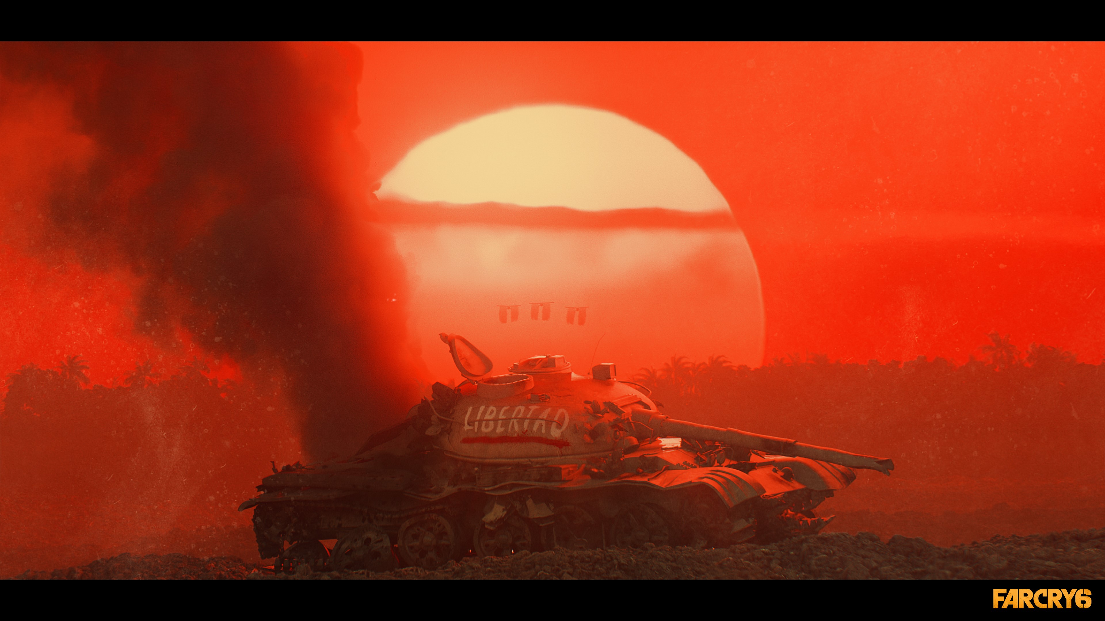 Tank with LIBERTAD graffiti in Far Cry 6 HD Wallpaper
