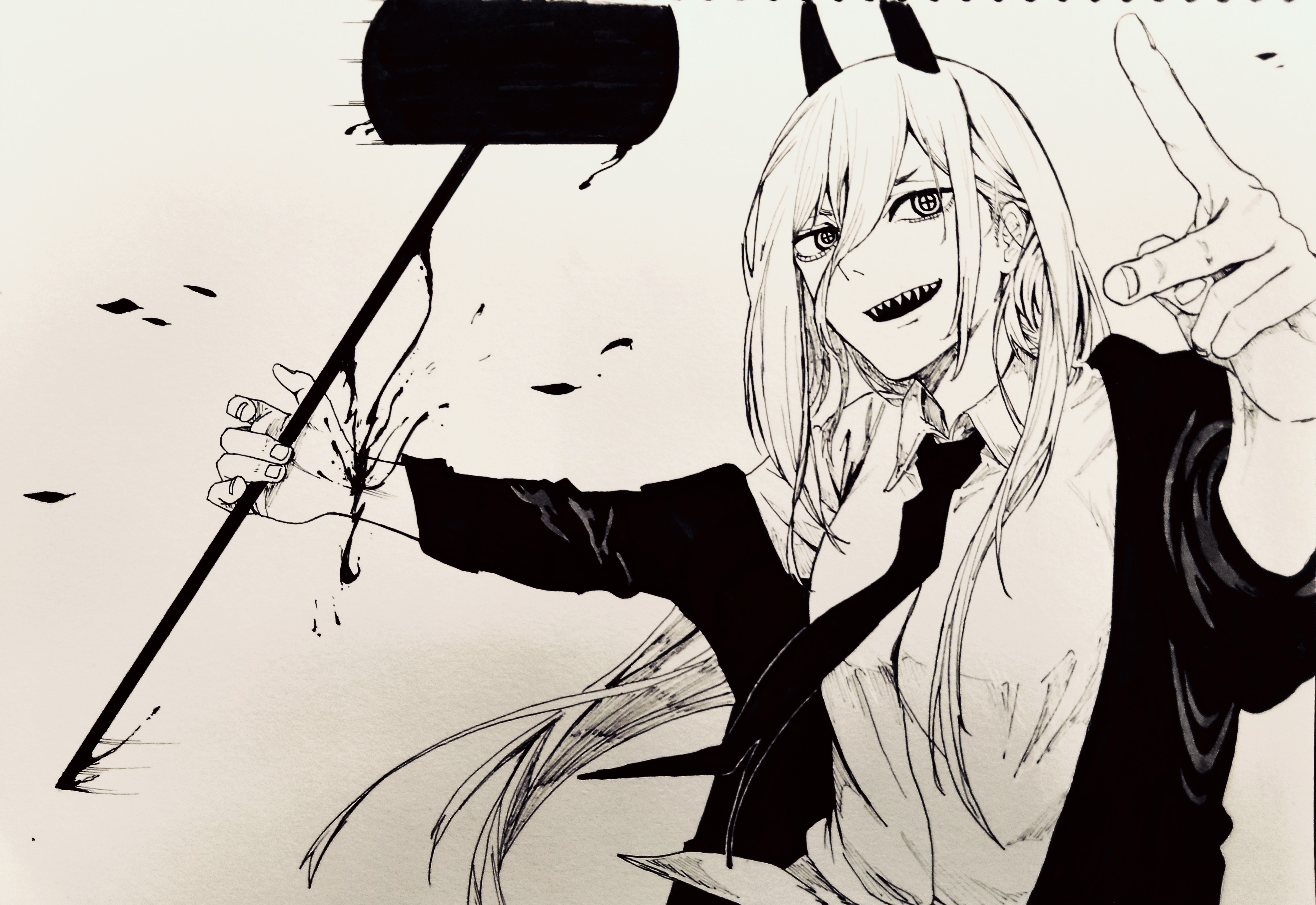 Power from Chainsaw Man with a hammer HD Wallpaper