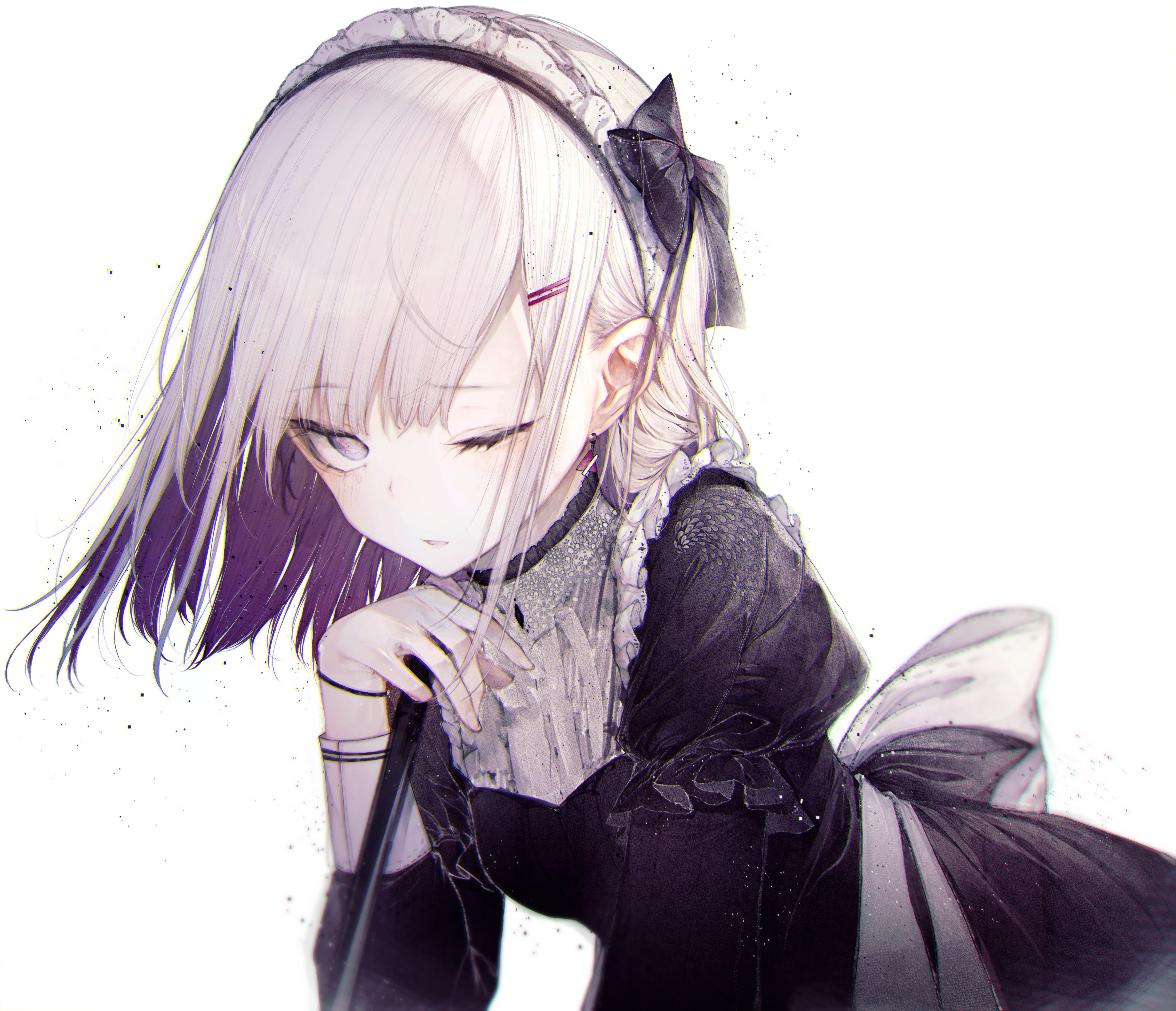 Maid outfit anime girl portrait HD Wallpaper