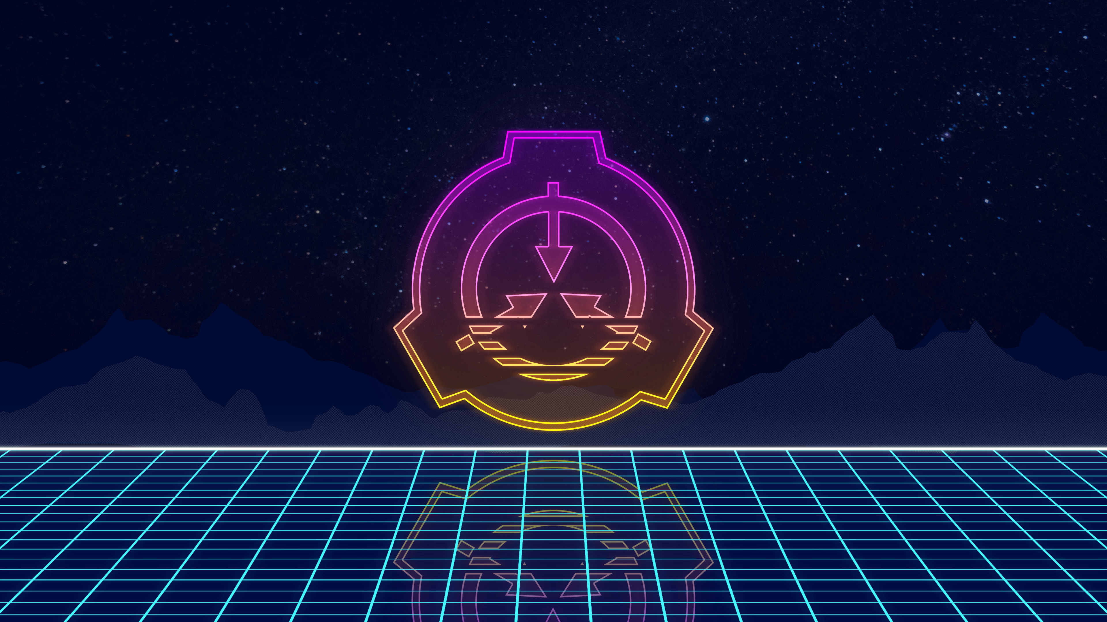 SCP Foundation Logo Neon Grid 4K HD Wallpaper