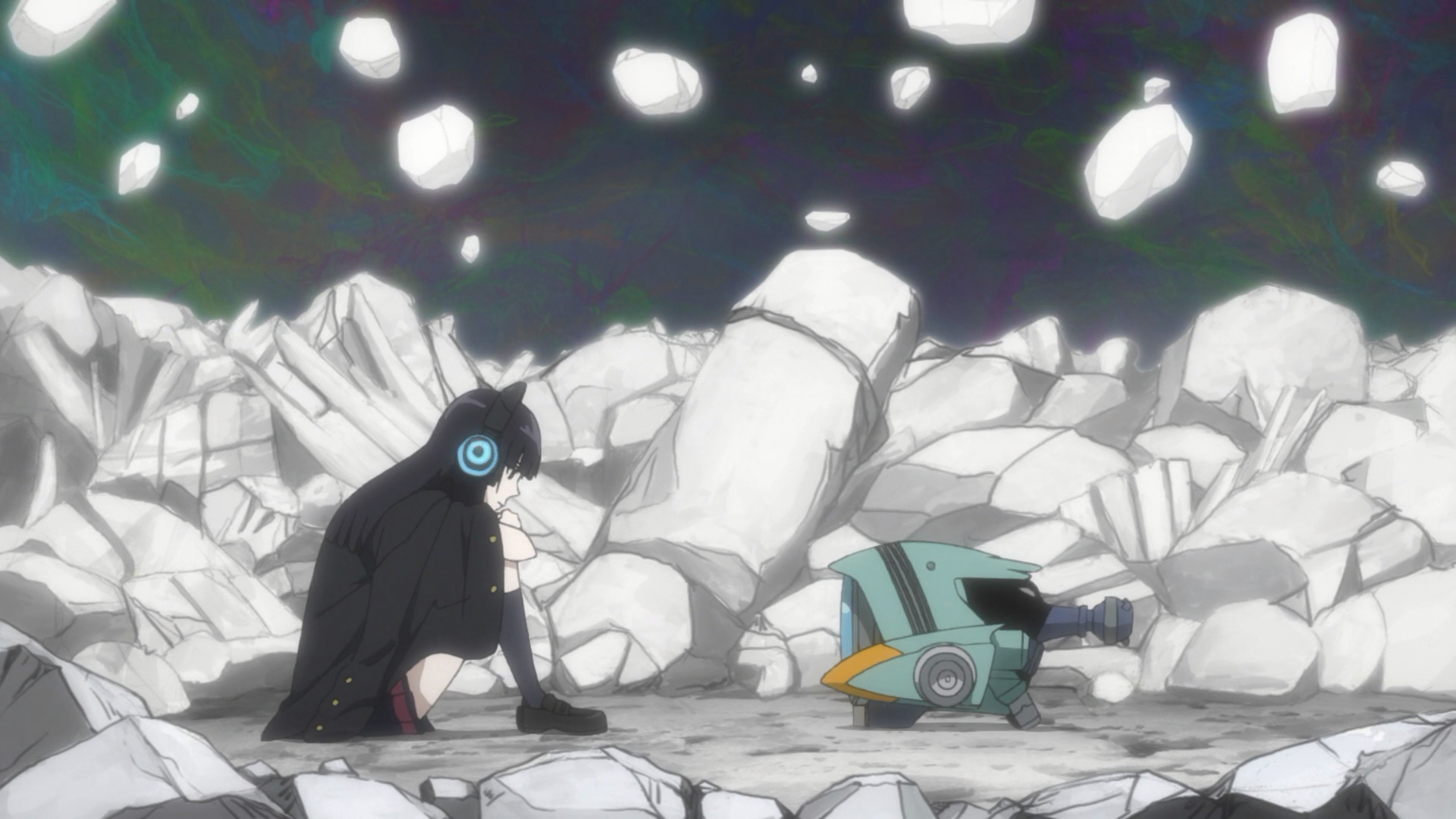 Haruko Haruhara and Ide from FLCL Progressive in ruins HD Wallpaper
