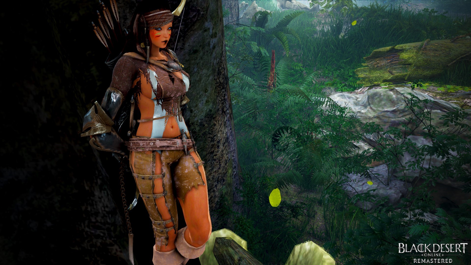 Female warrior from Black Desert Online in a forest HD Wallpaper