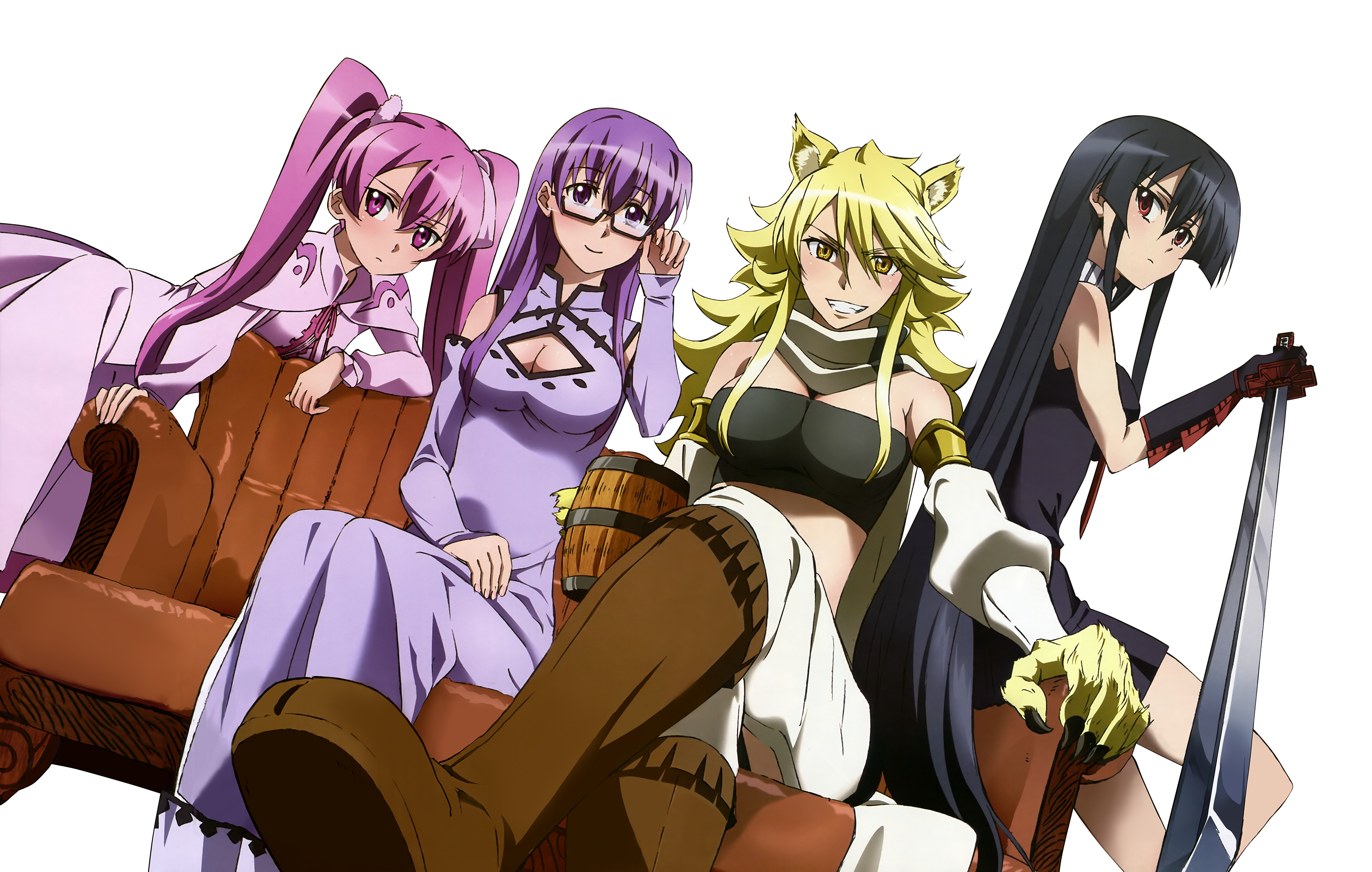 Akame ga Kill! characters Mine, Sheele, Leone, and Akame HD Wallpaper