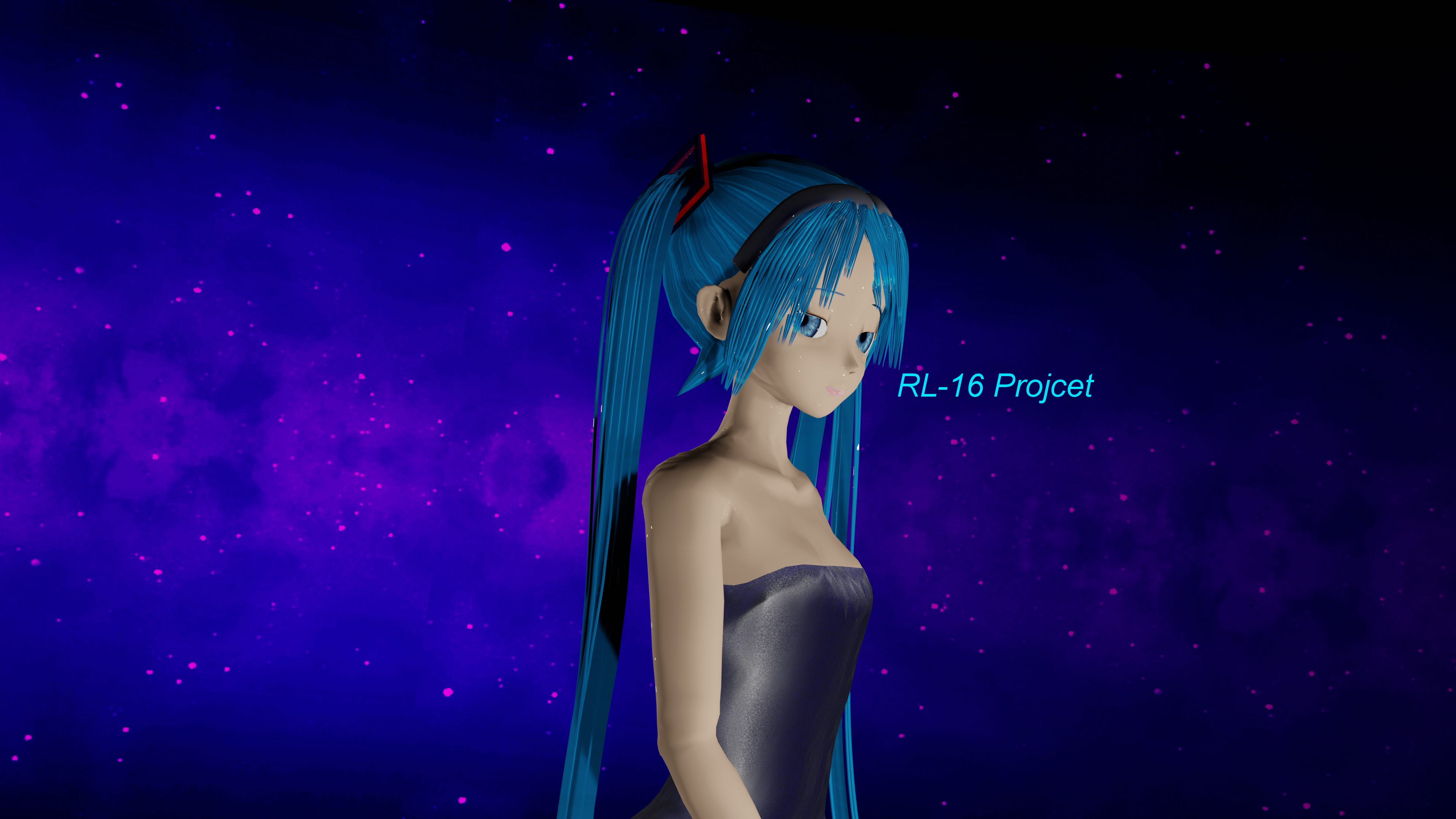 Hatsune Miku in a dark, starry background HD Wallpaper