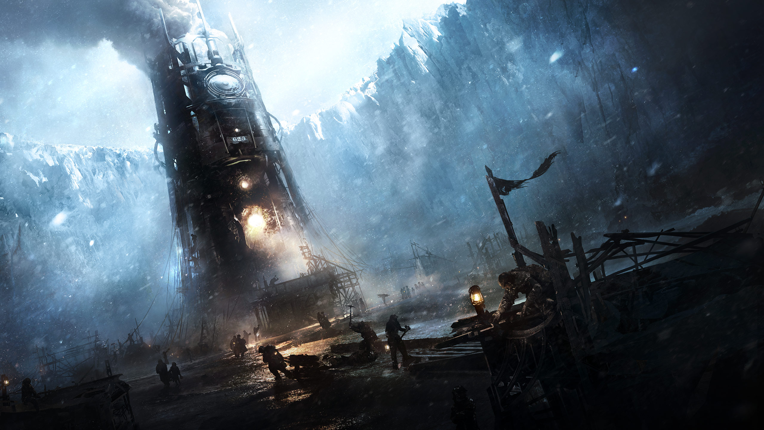 Frostpunk: A giant steam engine in a frozen wasteland HD Wallpaper