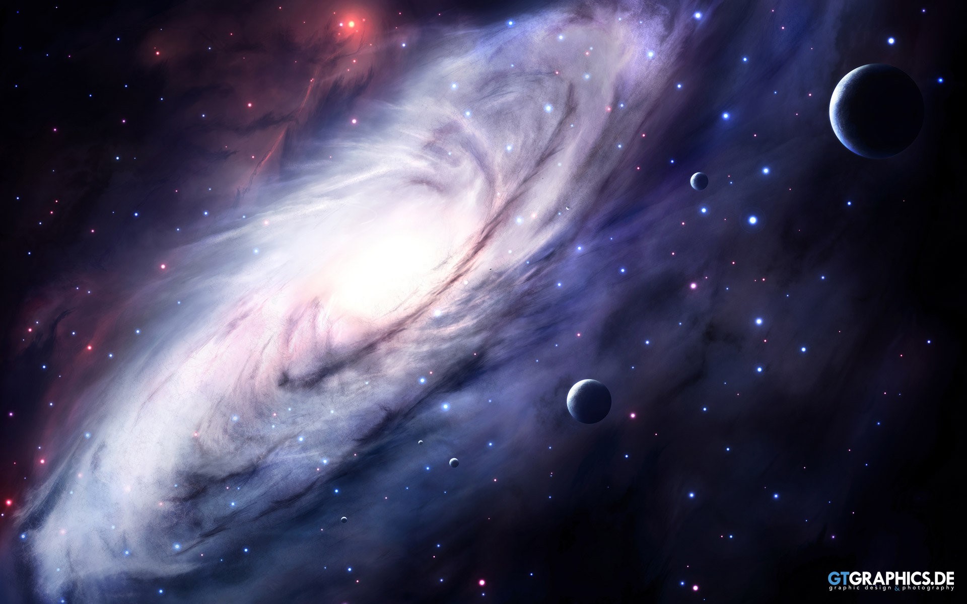 Galaxy with planets and stars HD Wallpaper