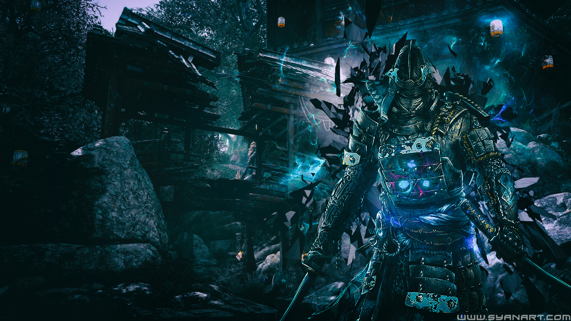 For Honor Samurai warrior with glowing blue energy HD Wallpaper